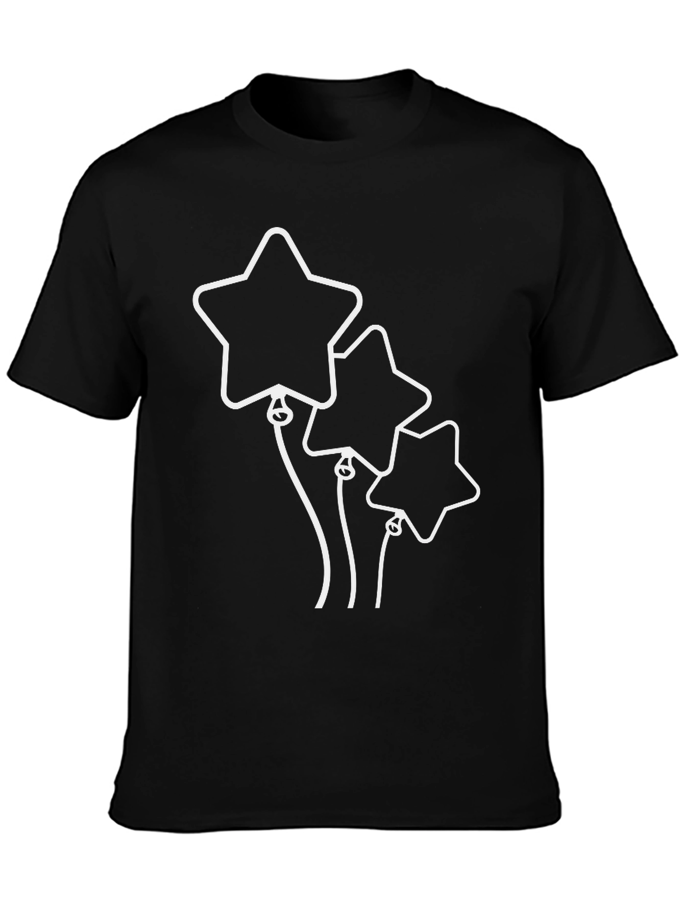 Star Balloons Graphic Tee - Black Cotton Shirt