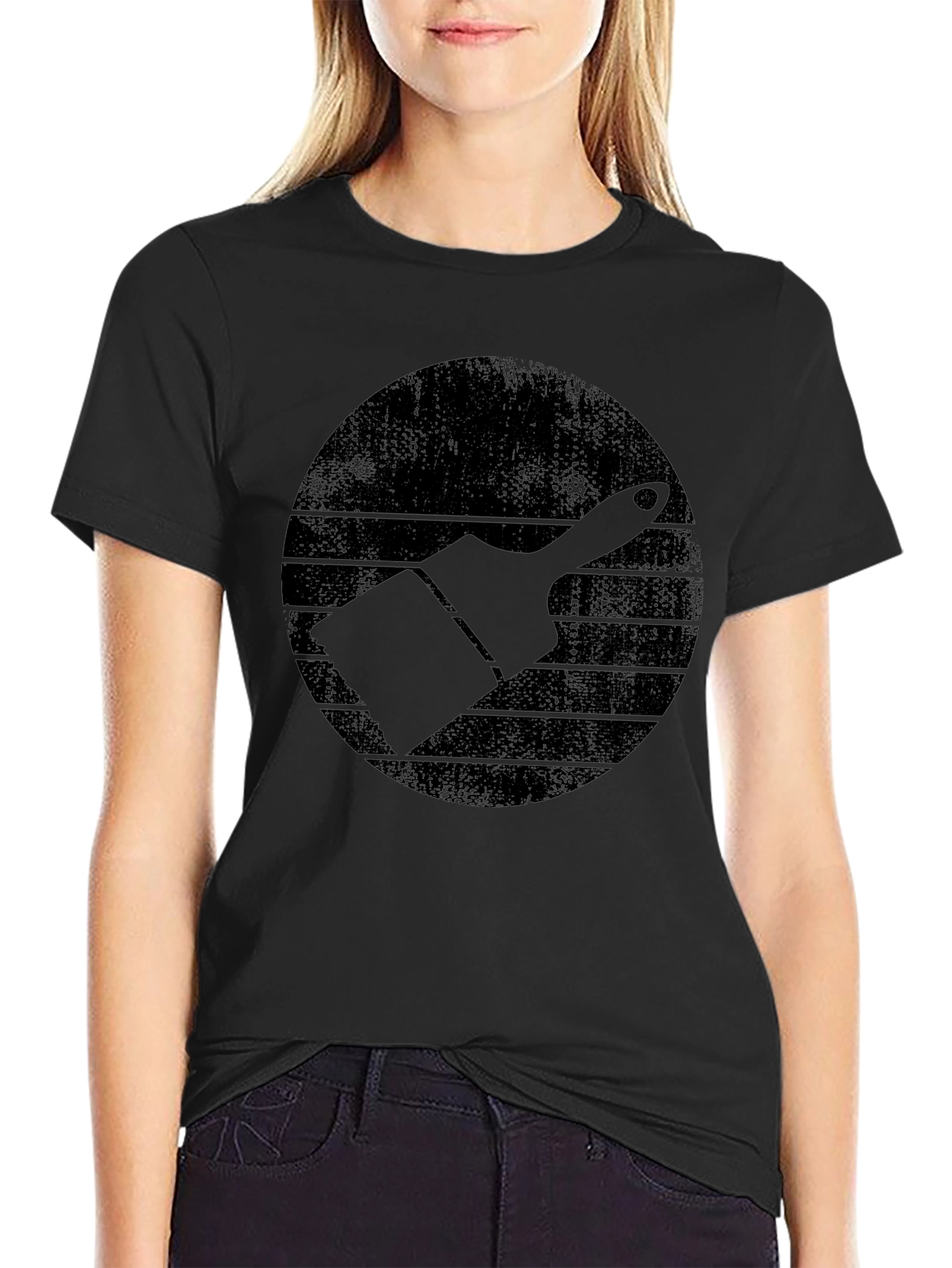 Painters Brush Graphic Tee - Retro Style Black T-Shirt