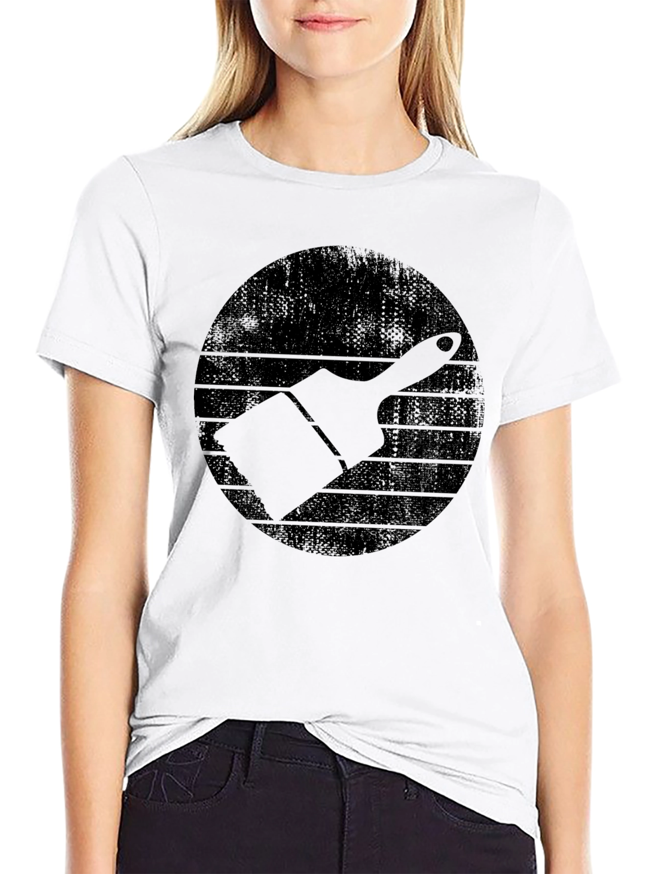 Painters Brush Graphic Tee - Retro Style Black T-Shirt