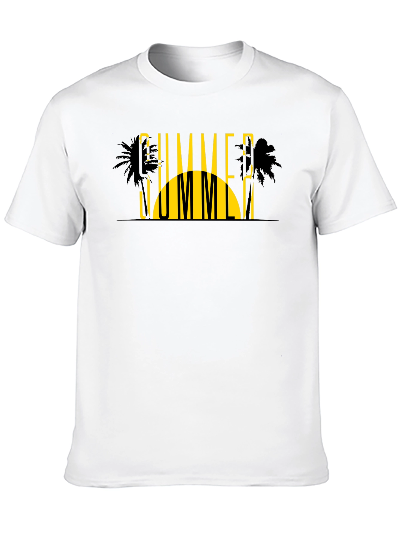 Summer Vibes Graphic Tee - Black Cotton T-Shirt