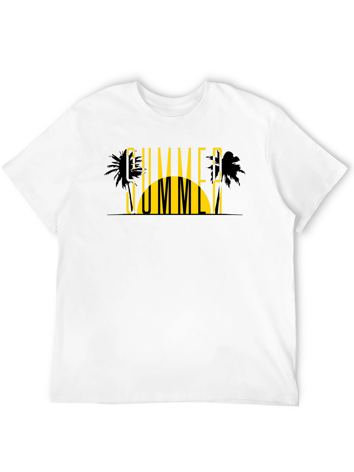Summer Vibes Graphic Tee - Black Cotton T-Shirt