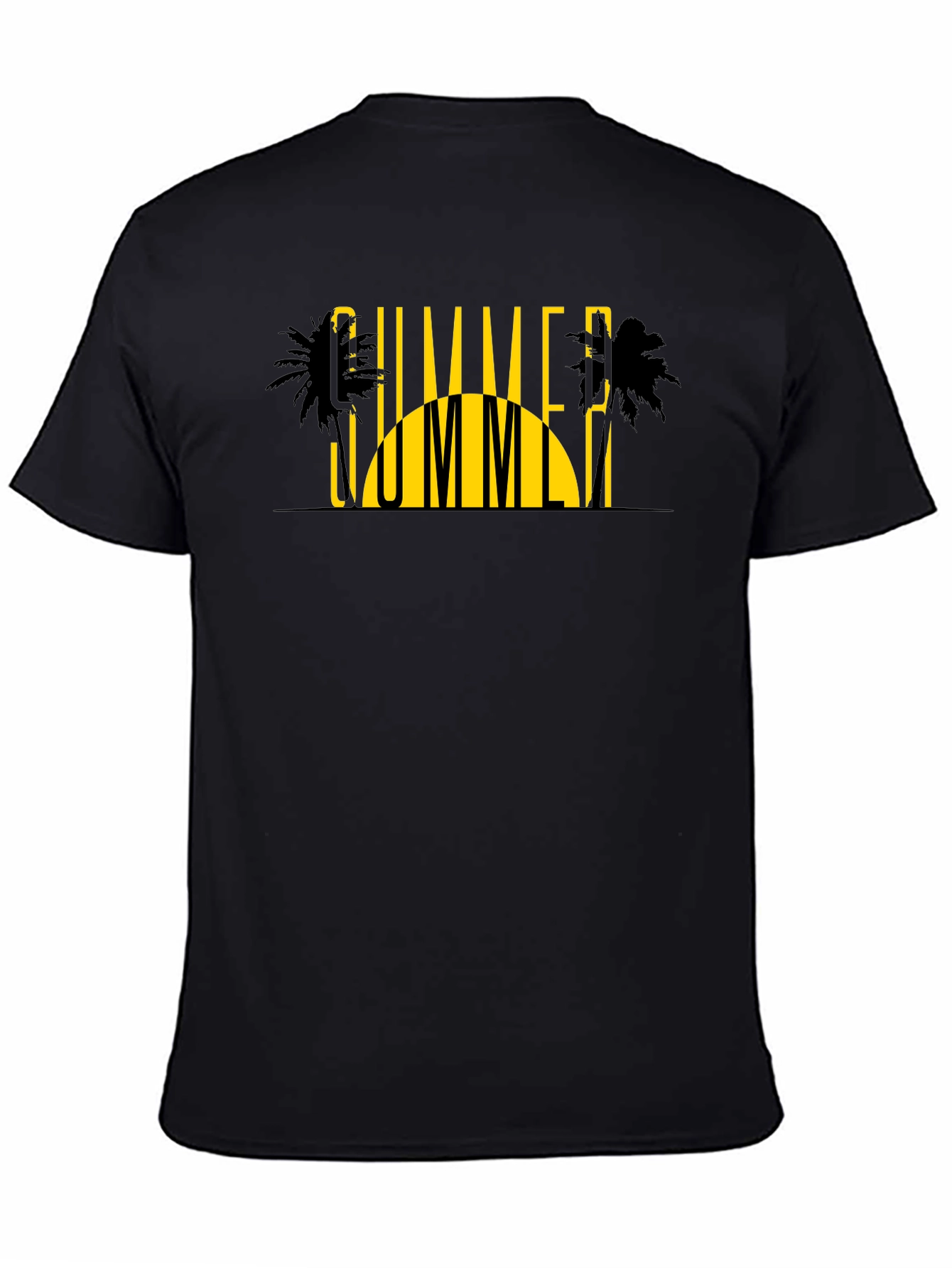 Summer Vibes Graphic Tee - Black Cotton T-Shirt