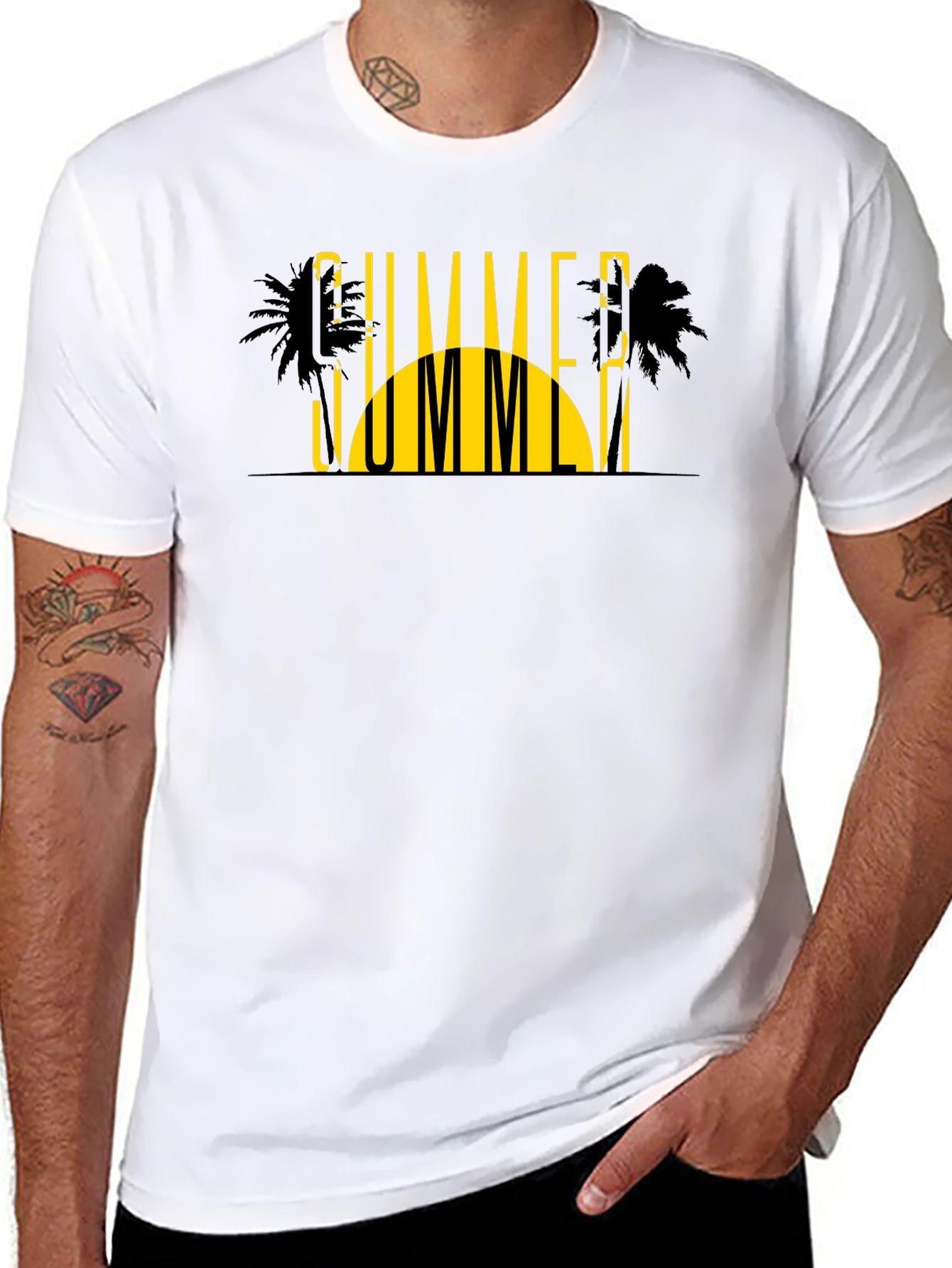Summer Vibes Graphic Tee - Black Cotton T-Shirt
