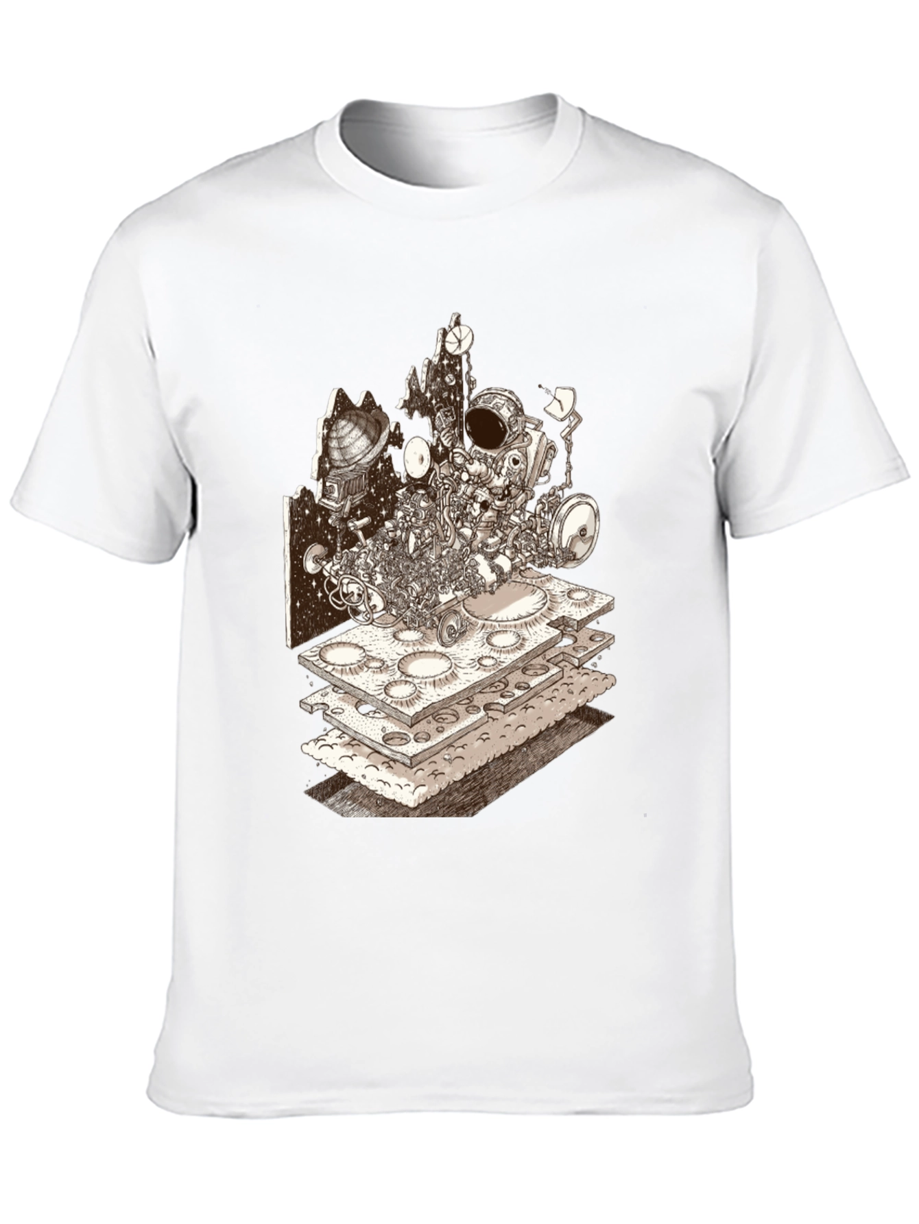 Astronaut Moon Layer T-Shirt - Sci-Fi Graphic Tee