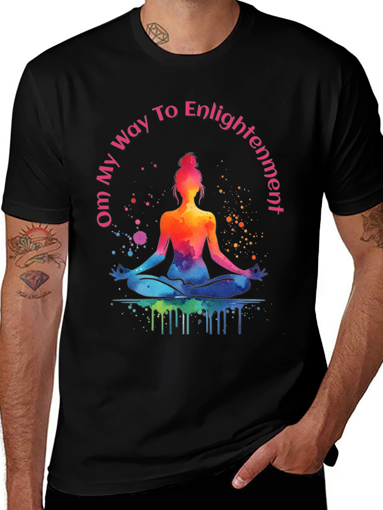 Om Way To Enlightenment T-Shirt - Meditating Yoga Tee