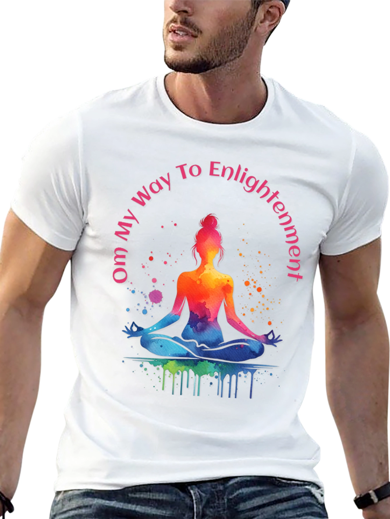 Om Way To Enlightenment T-Shirt - Meditating Yoga Tee