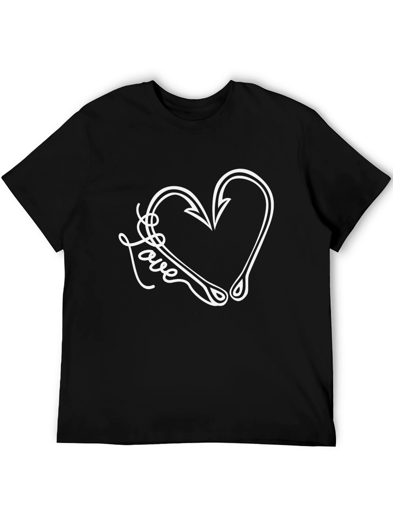 Fishing Love Heart Hook Graphic T-Shirt