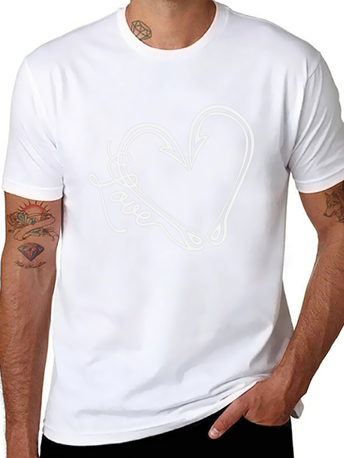 Fishing Love Heart Hook Graphic T-Shirt