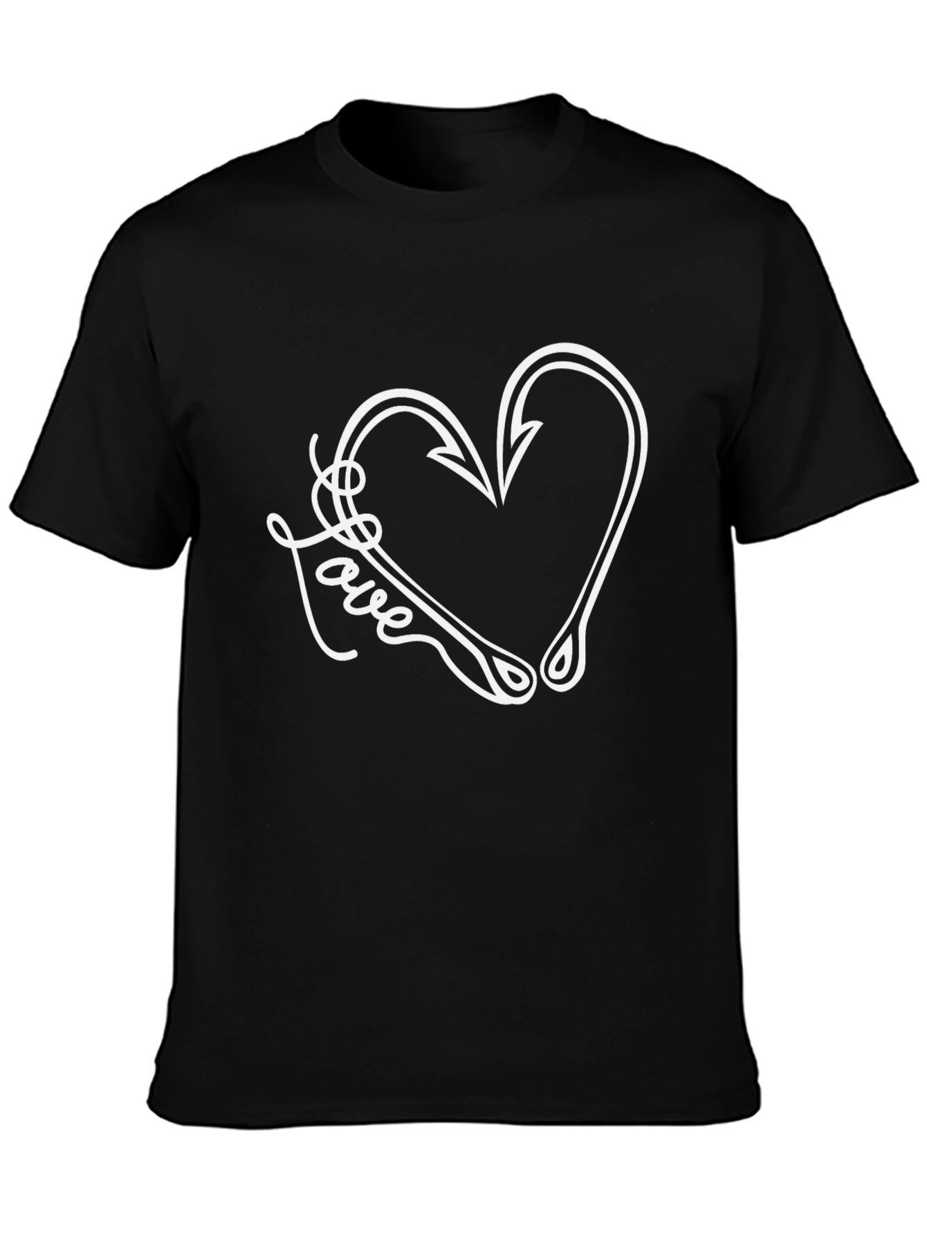 Fishing Love Heart Hook Graphic T-Shirt