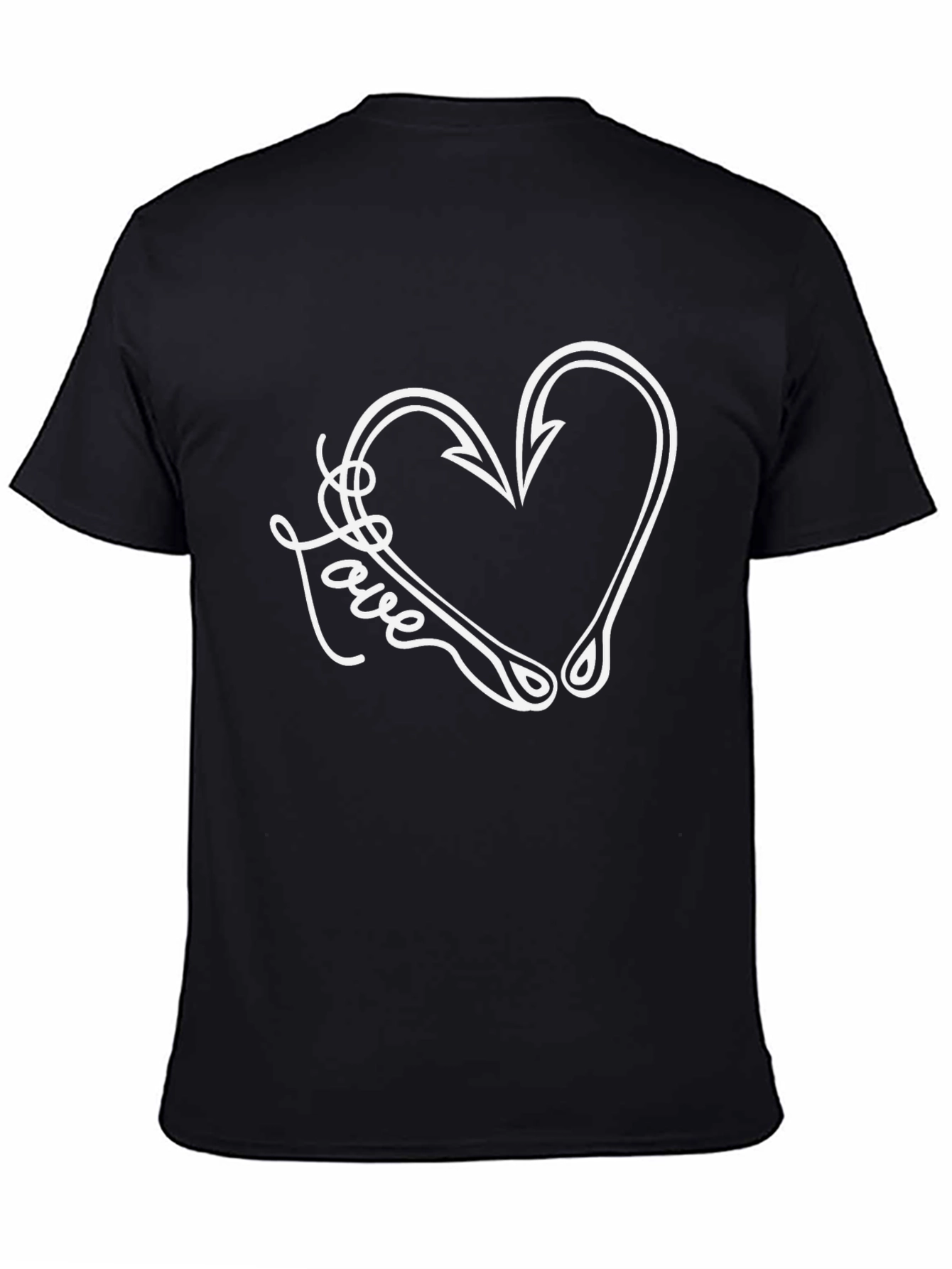 Fishing Love Heart Hook Graphic T-Shirt