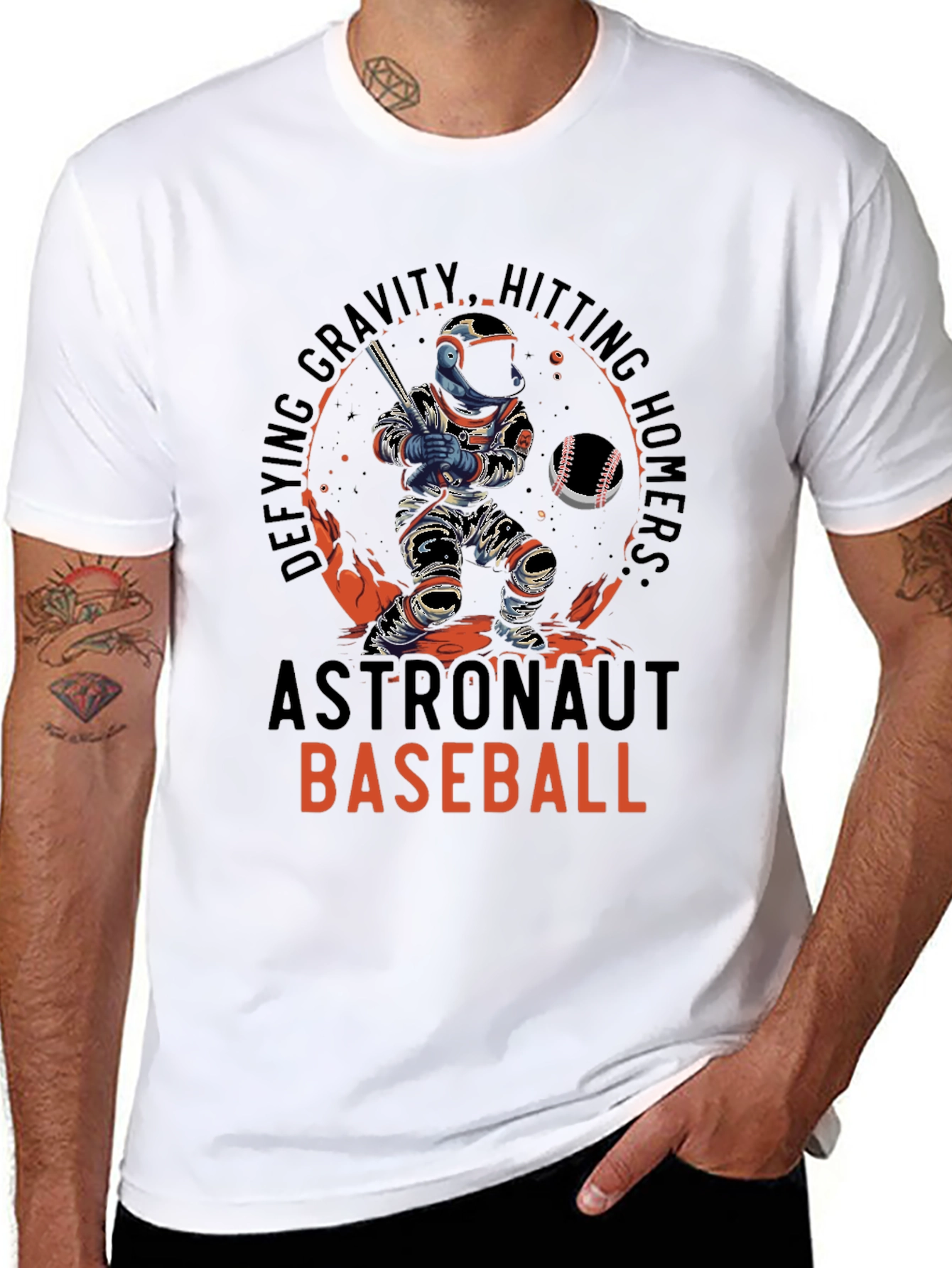 Astronaut Baseball T-Shirt - Defying Gravity Hitting Homers!