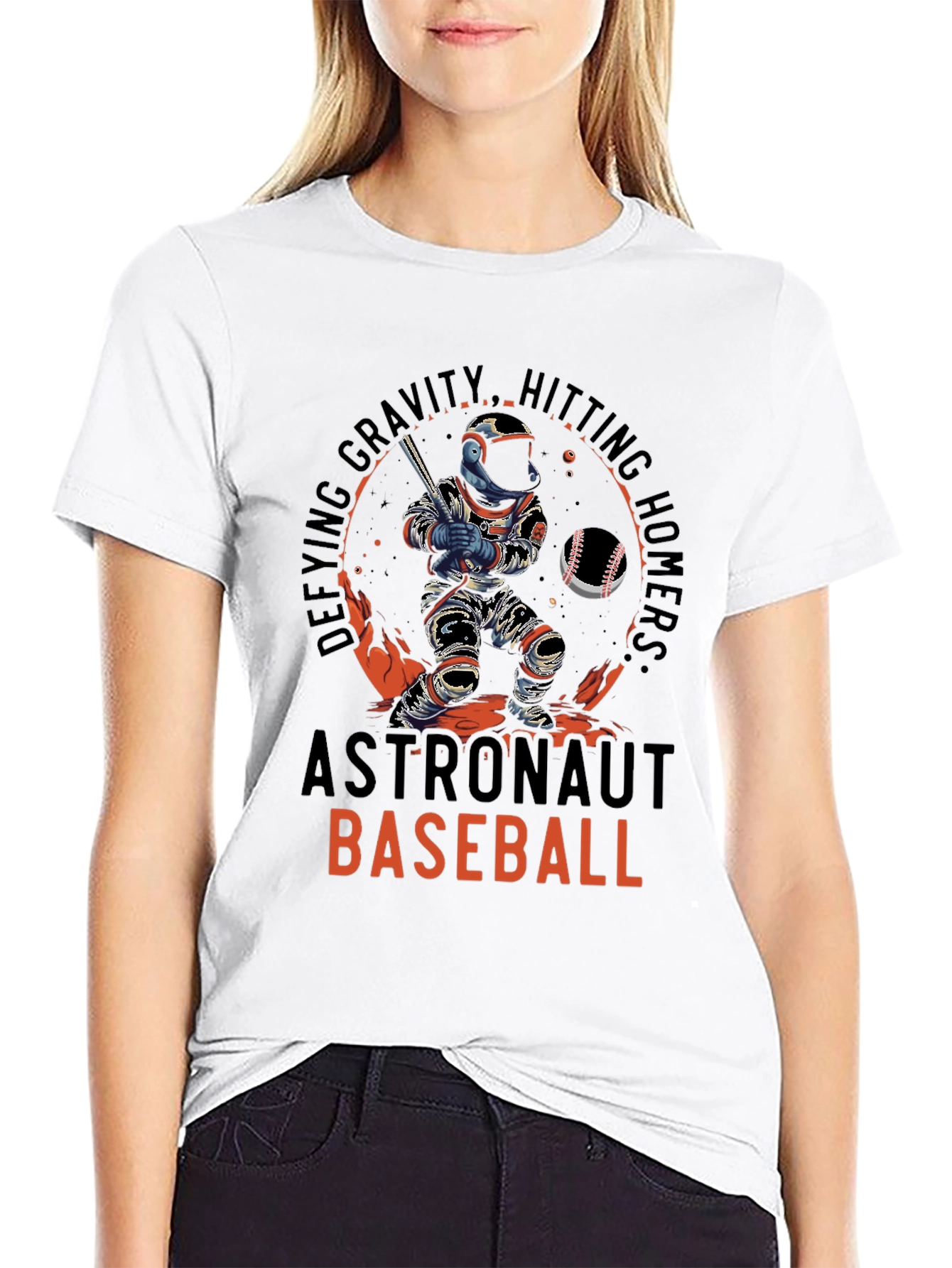 Astronaut Baseball T-Shirt - Defying Gravity Hitting Homers!
