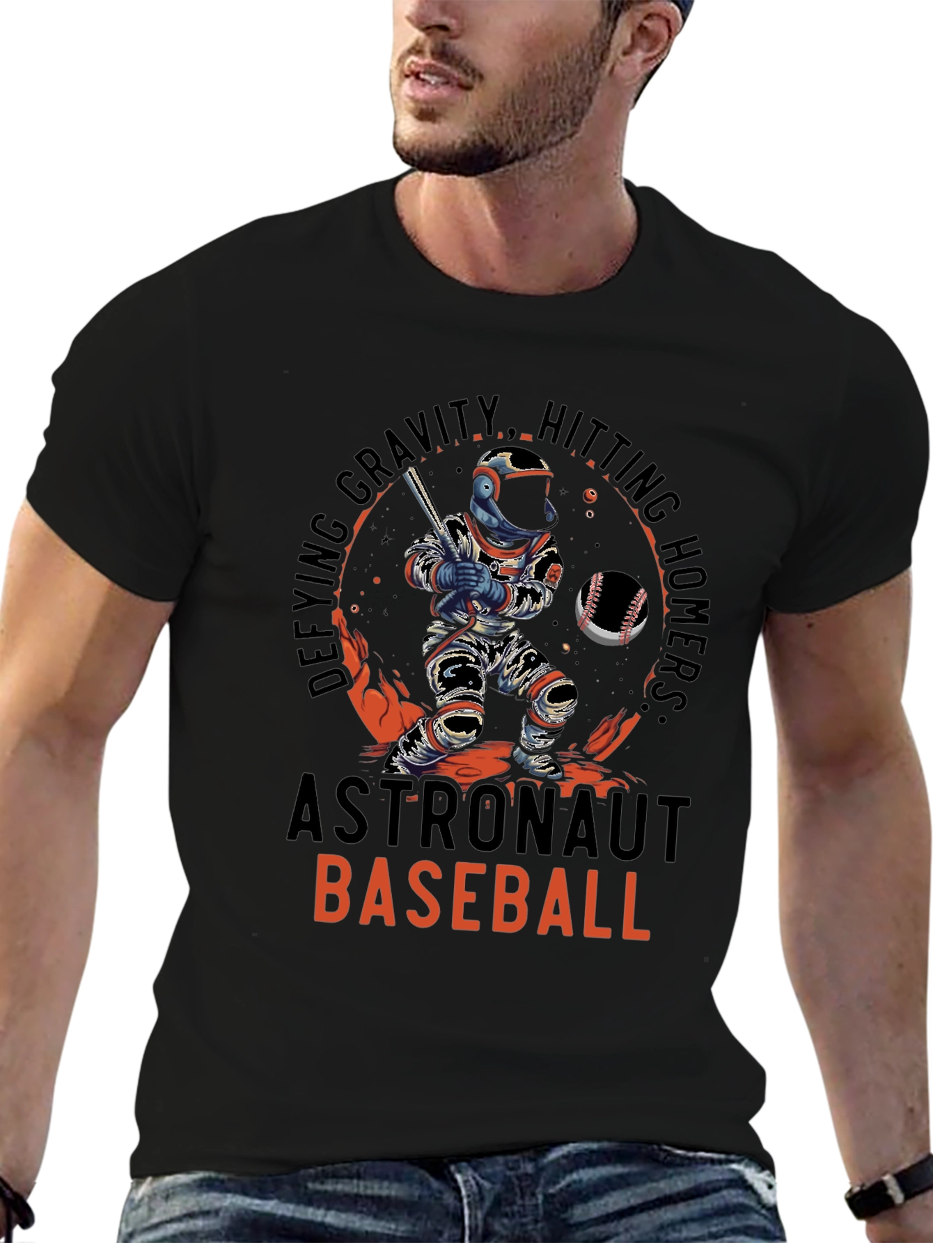 Astronaut Baseball T-Shirt - Defying Gravity Hitting Homers!