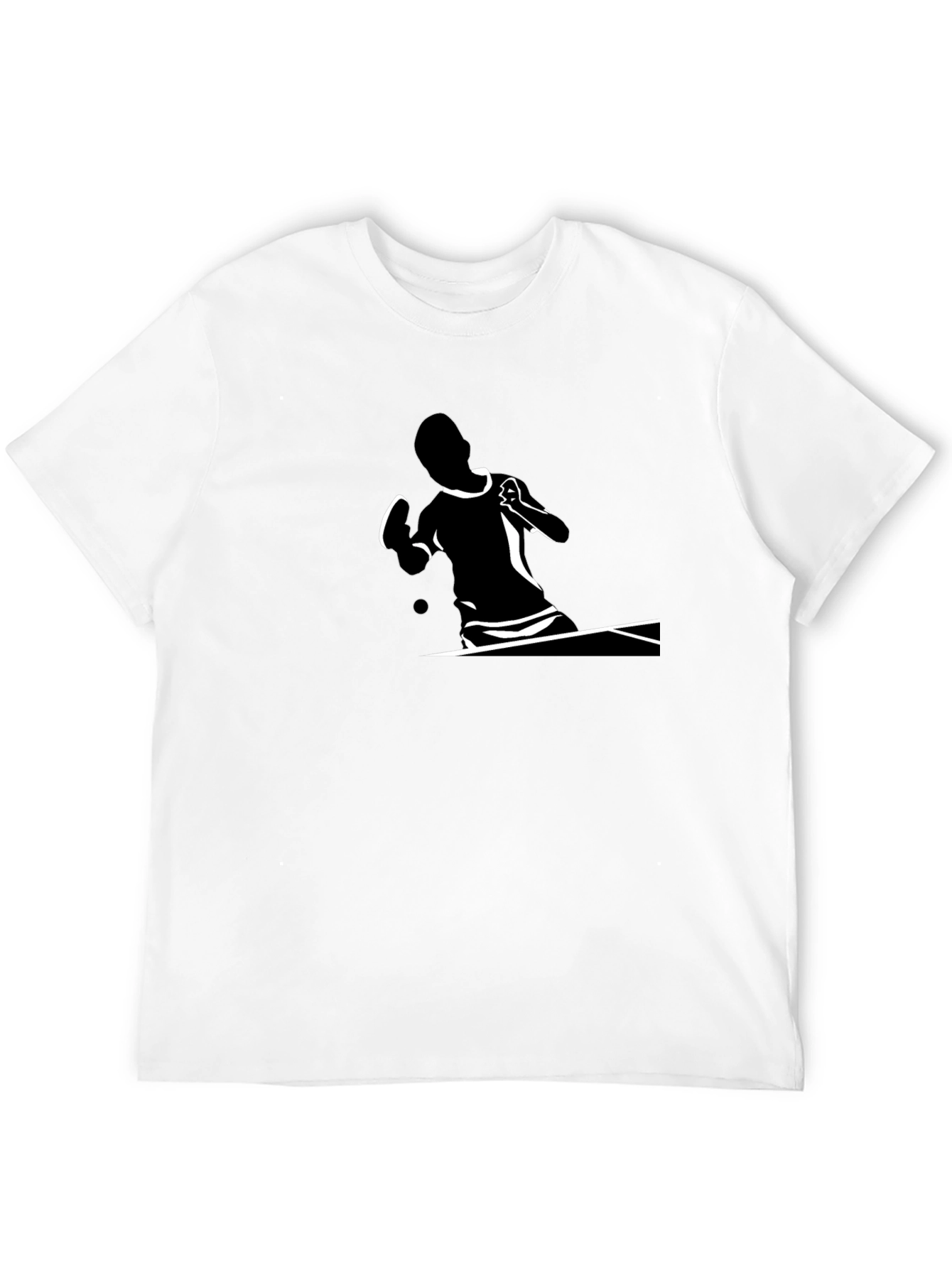Stylish Black T-Shirt with Table Tennis Player Design