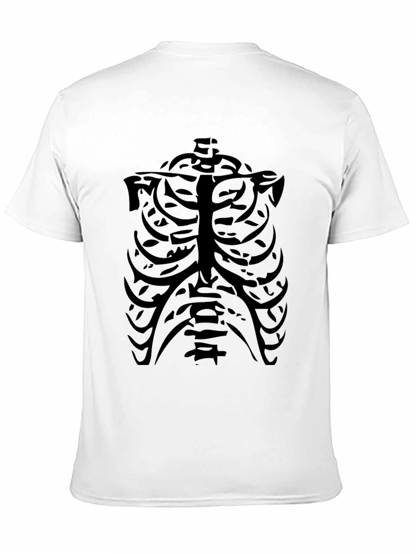 Skeleton Ribcage Graphic Tee - Black Crew Neck T-Shirt