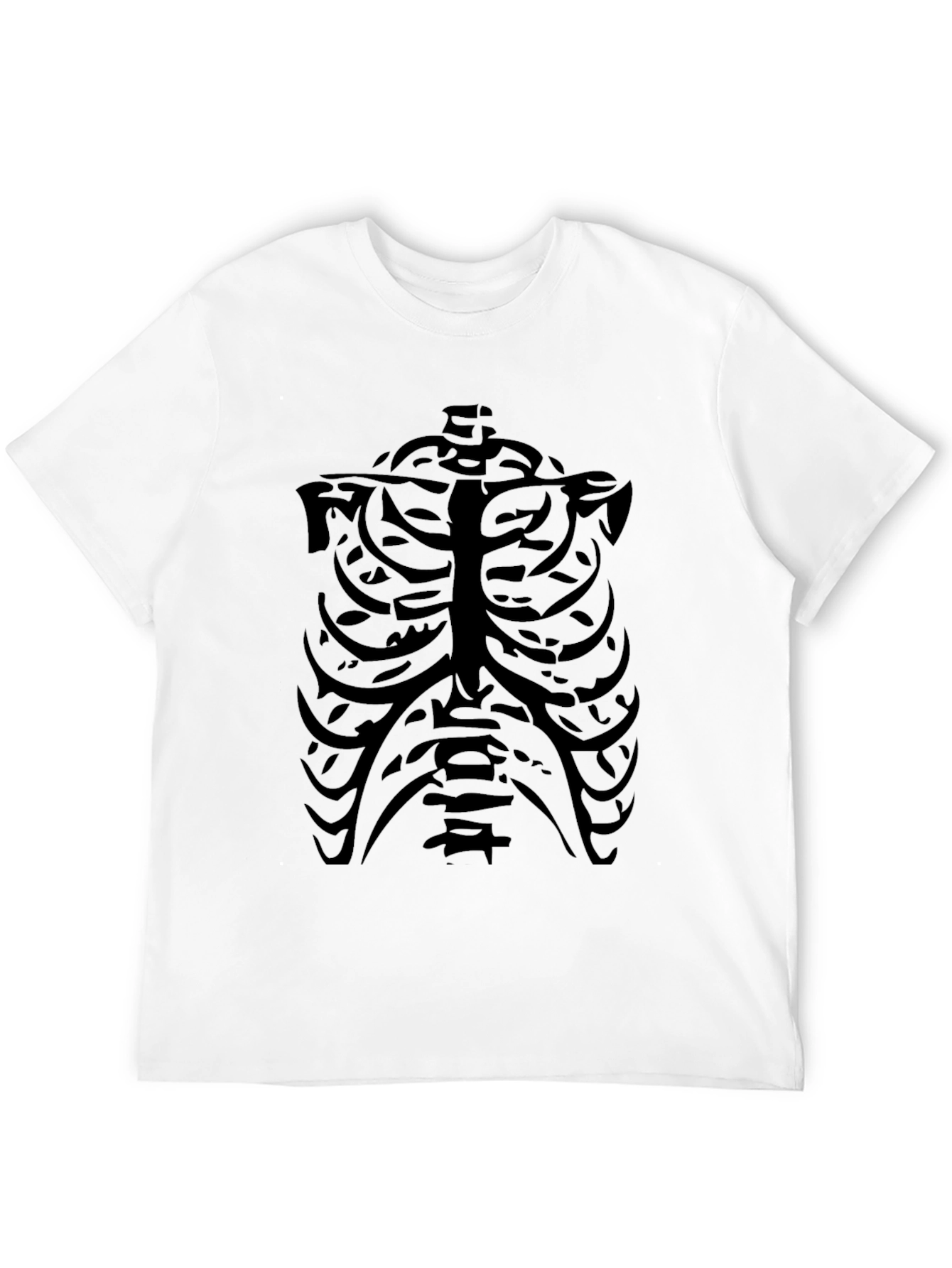 Skeleton Ribcage Graphic Tee - Black Crew Neck T-Shirt