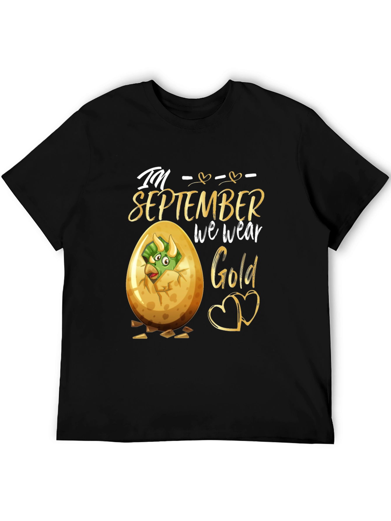 September Birthday Dinosaur Gold T-Shirt