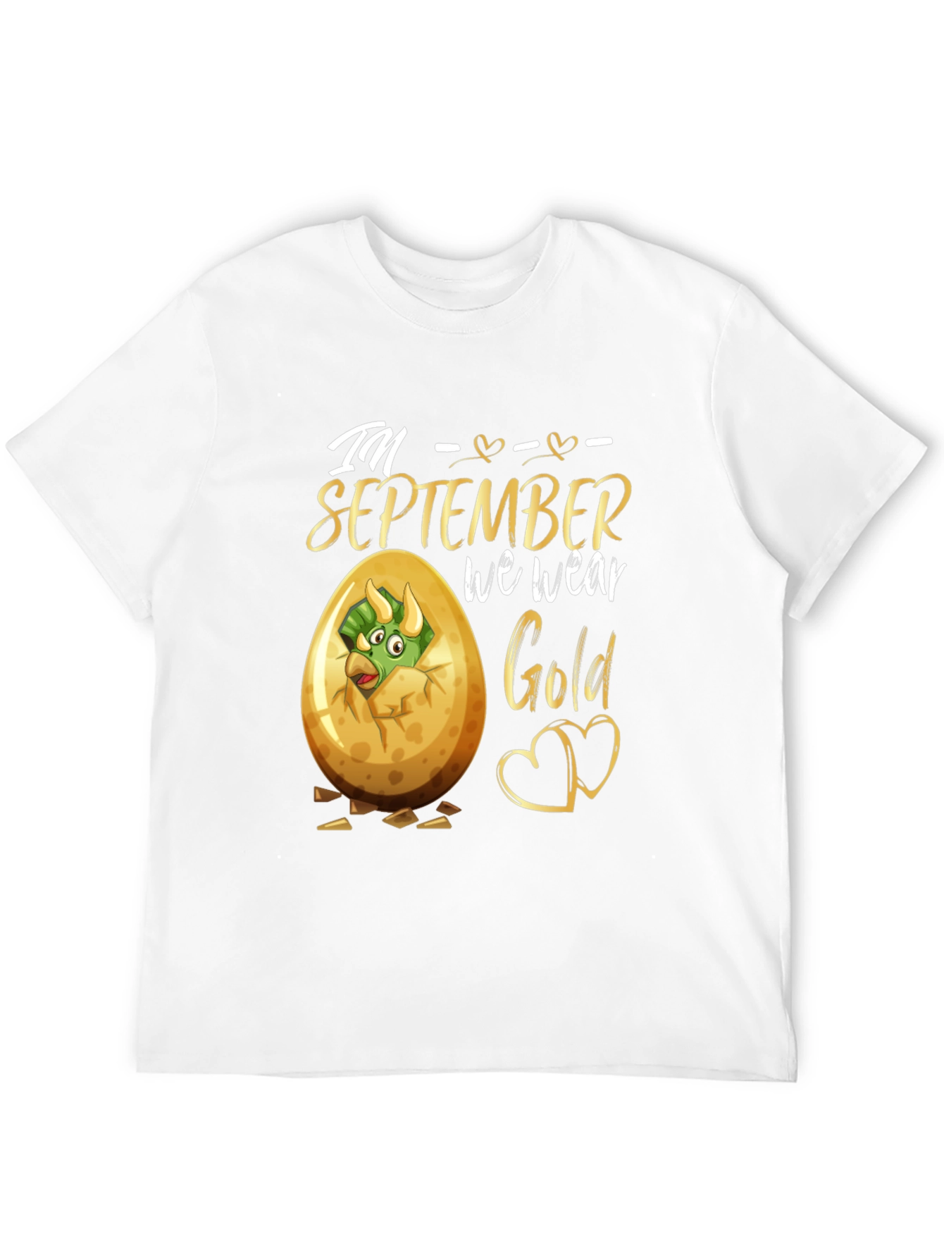 September Birthday Dinosaur Gold T-Shirt