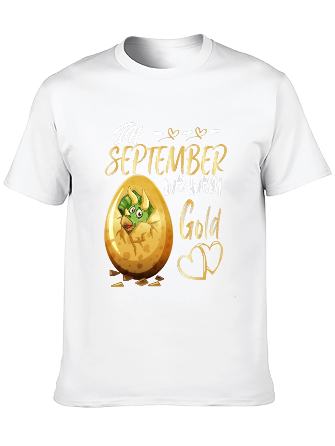 September Birthday Dinosaur Gold T-Shirt