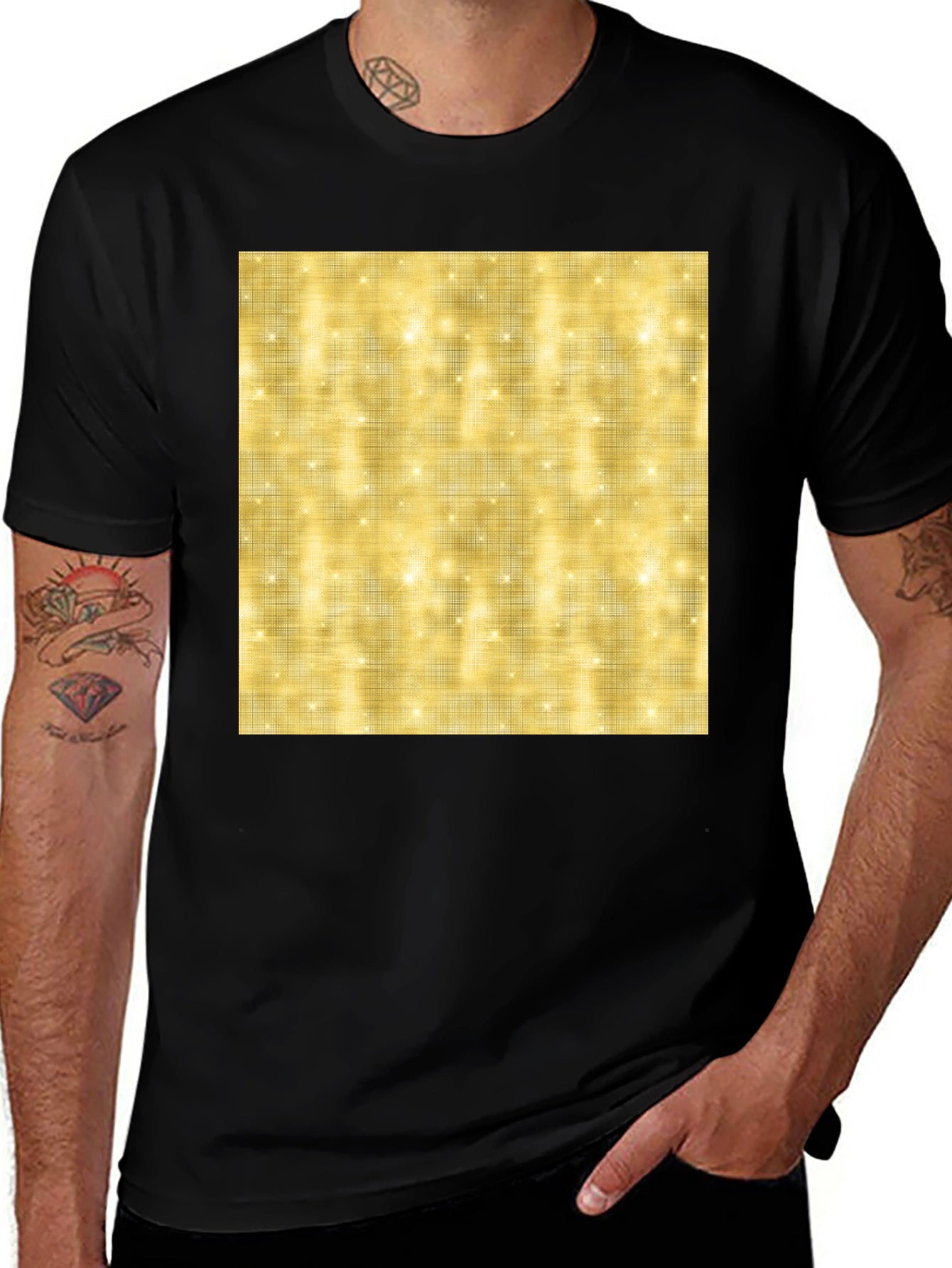 Sparkling Gold Pattern Black T-Shirt