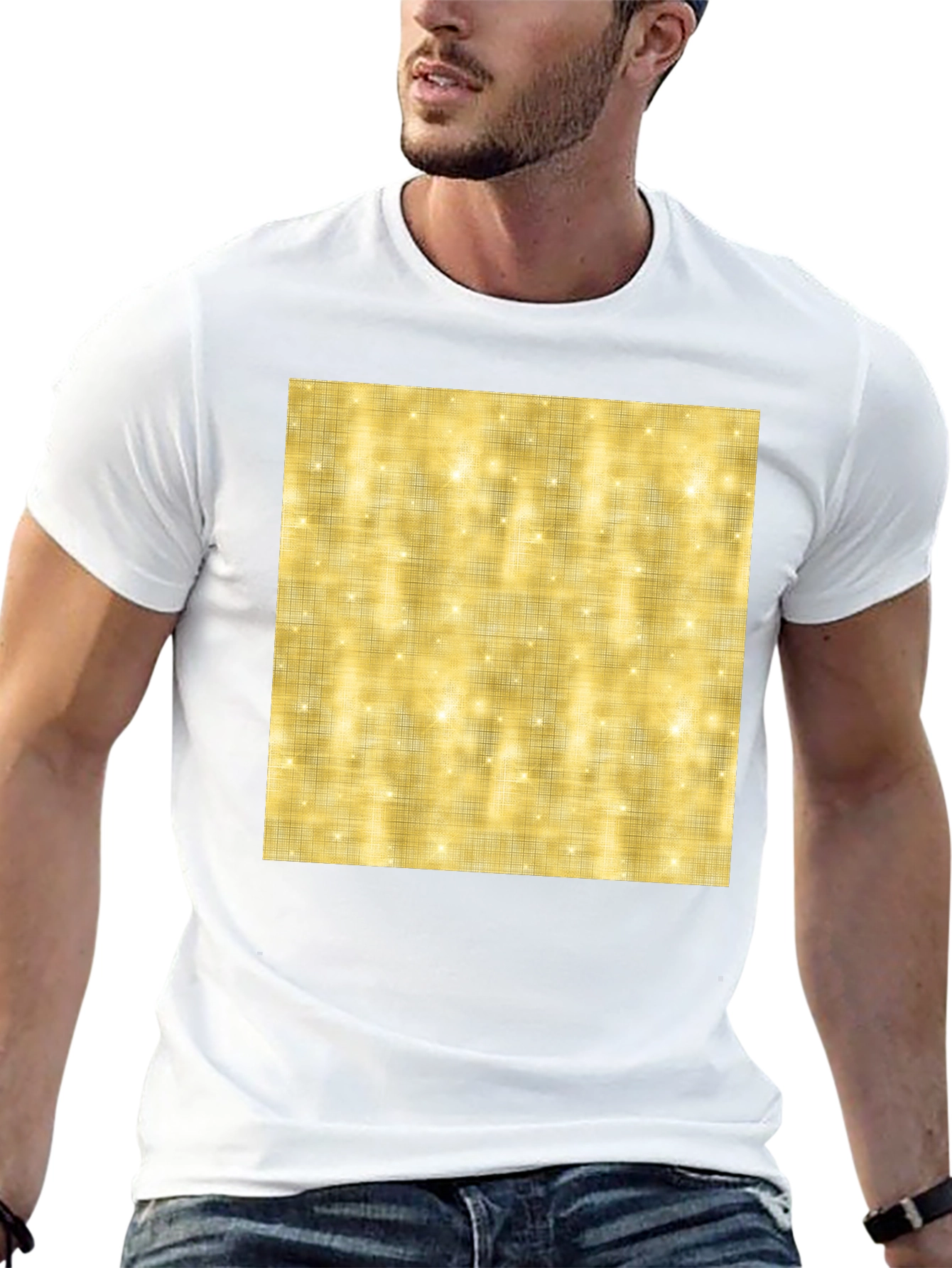 Sparkling Gold Pattern Black T-Shirt