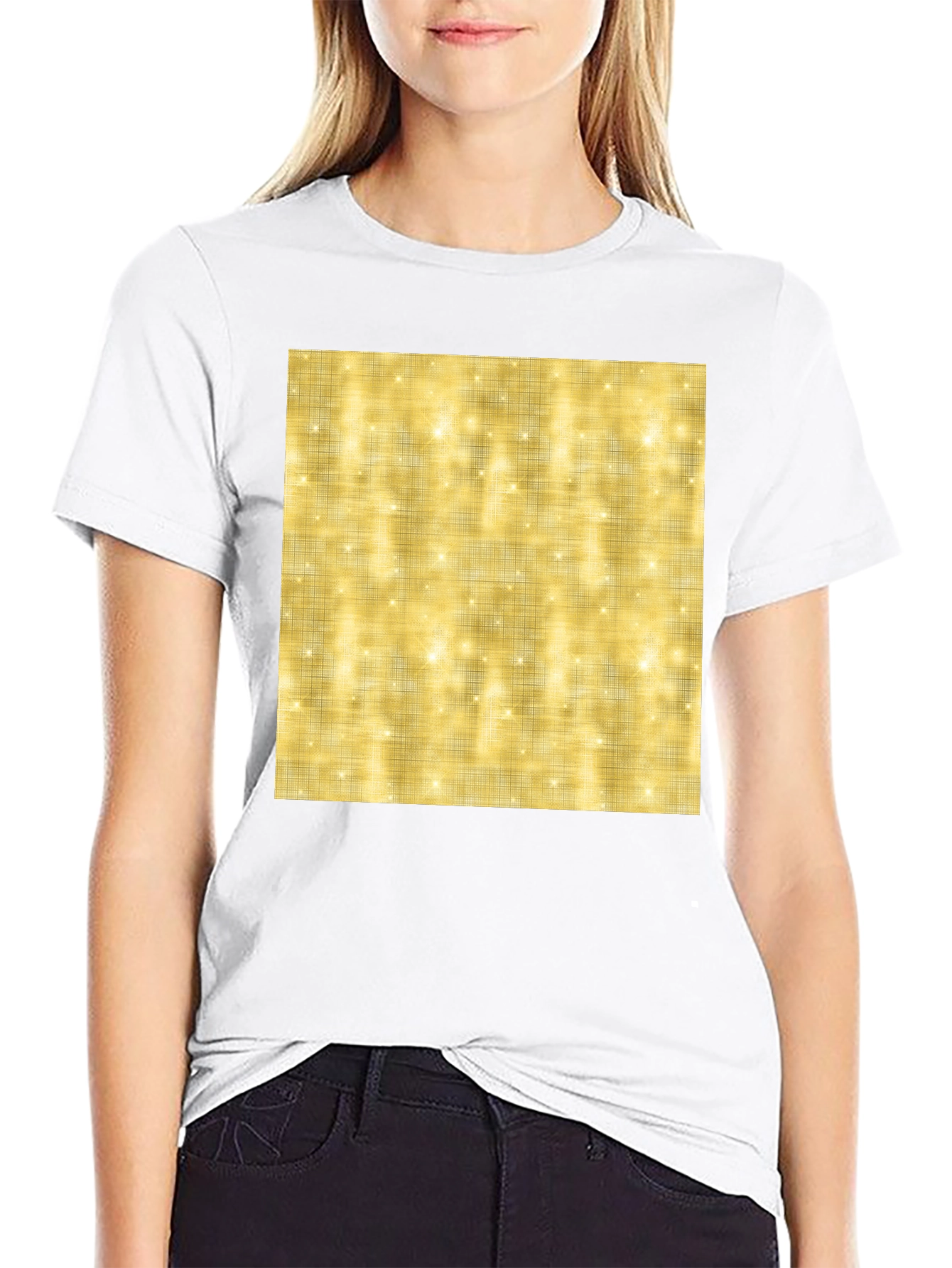 Sparkling Gold Pattern Black T-Shirt