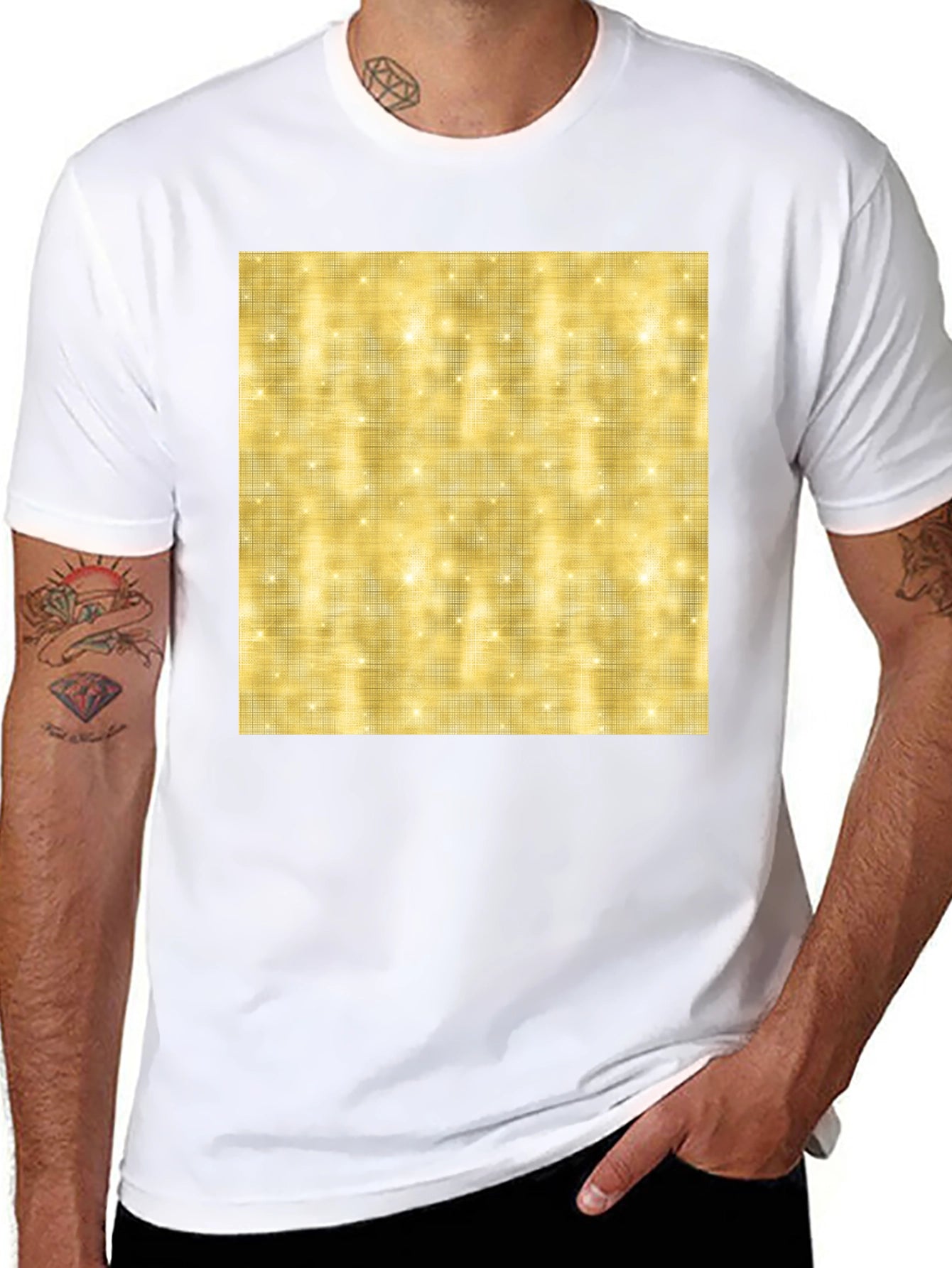 Sparkling Gold Pattern Black T-Shirt