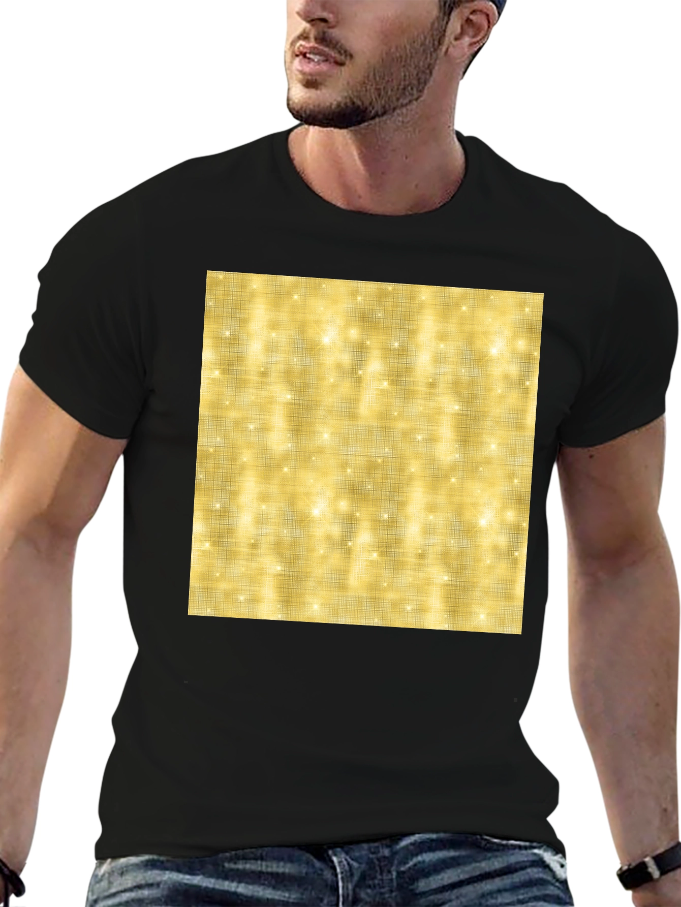 Sparkling Gold Pattern Black T-Shirt