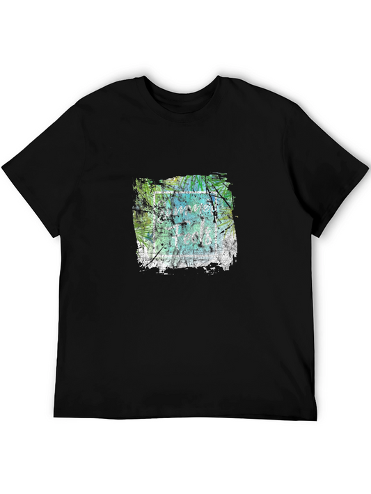 Abstract Graphic Print Black Crew Neck T-Shirt
