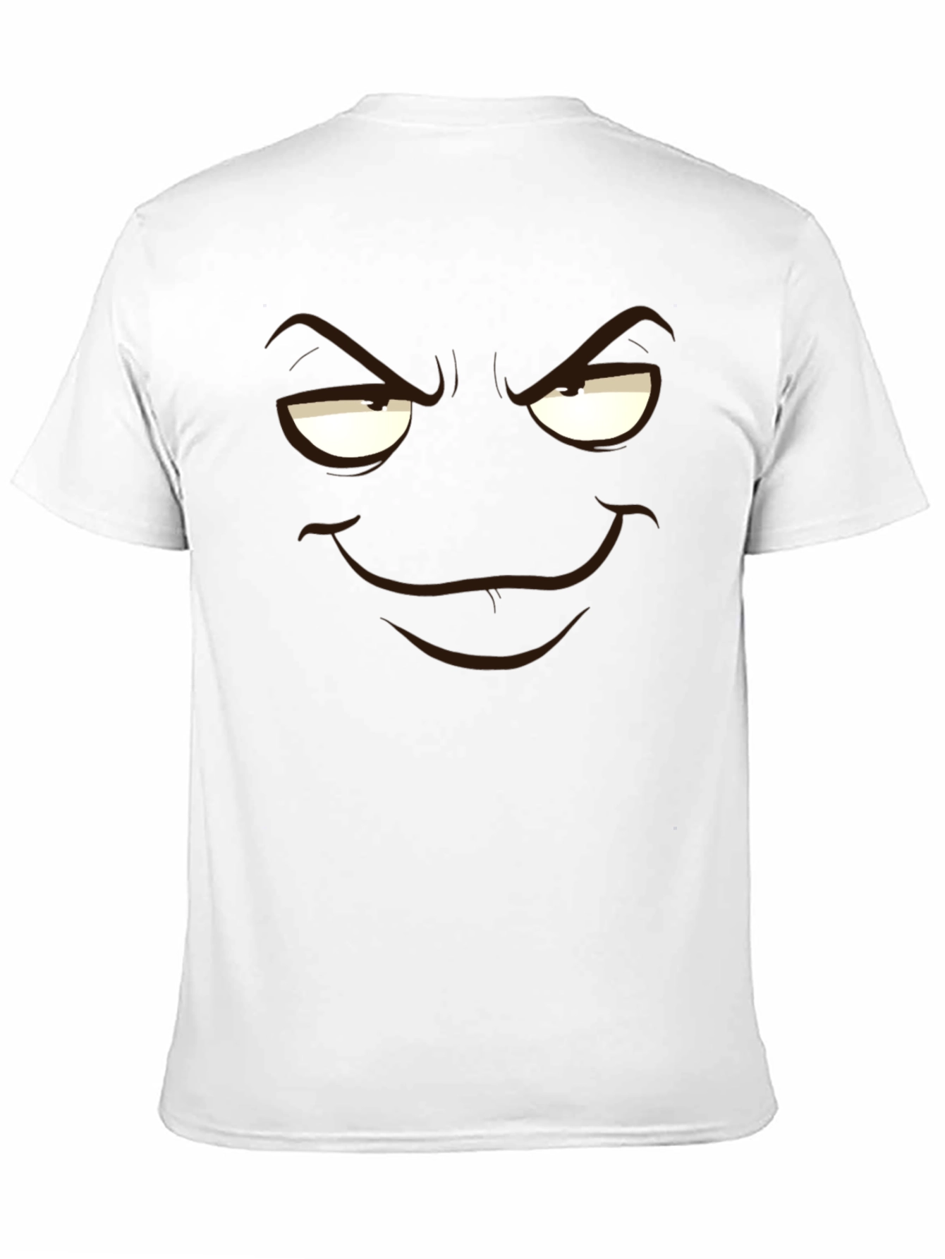 Mens Black T-Shirt with Cartoon Smirk Face