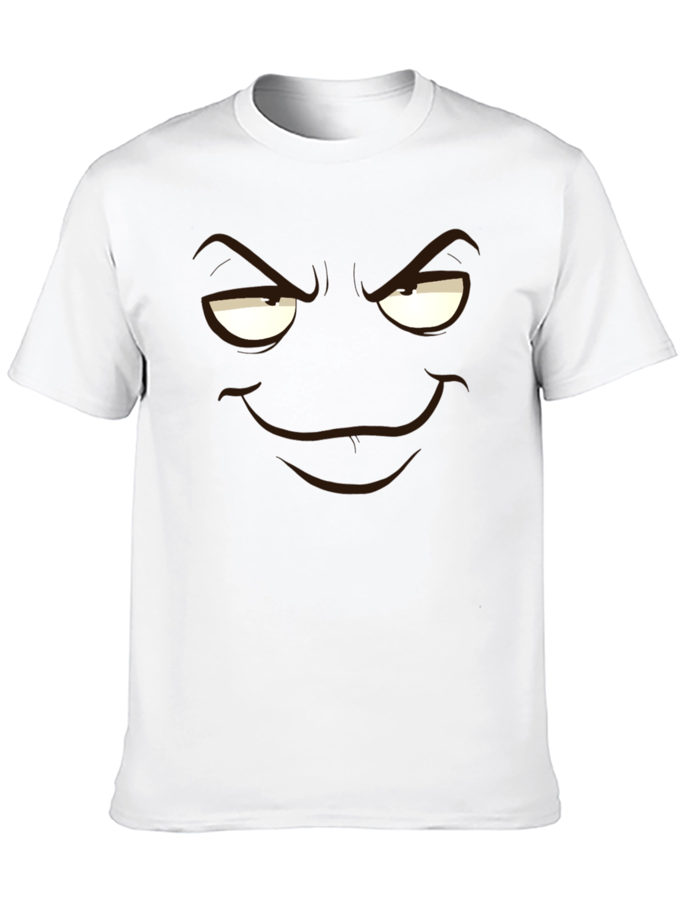 Mens Black T-Shirt with Cartoon Smirk Face