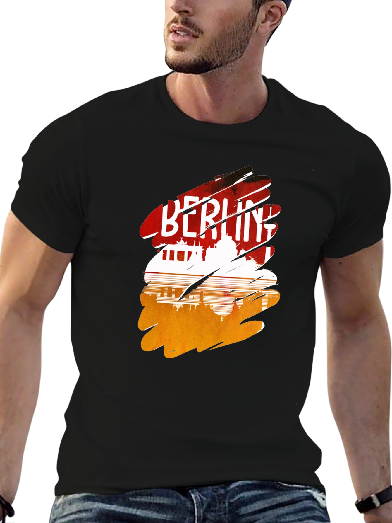 Berlin Skyline Graphic Tee - Urban Style Black T-Shirt