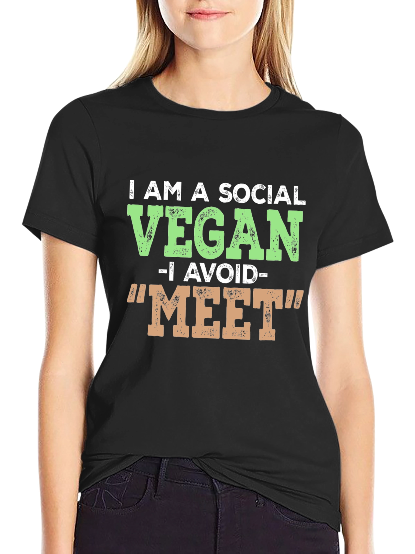 Social Vegan T-Shirt - Avoid Meat Funny Tee