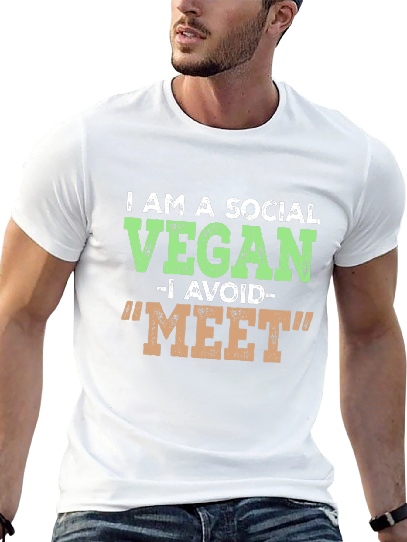 Social Vegan T-Shirt - Avoid Meat Funny Tee