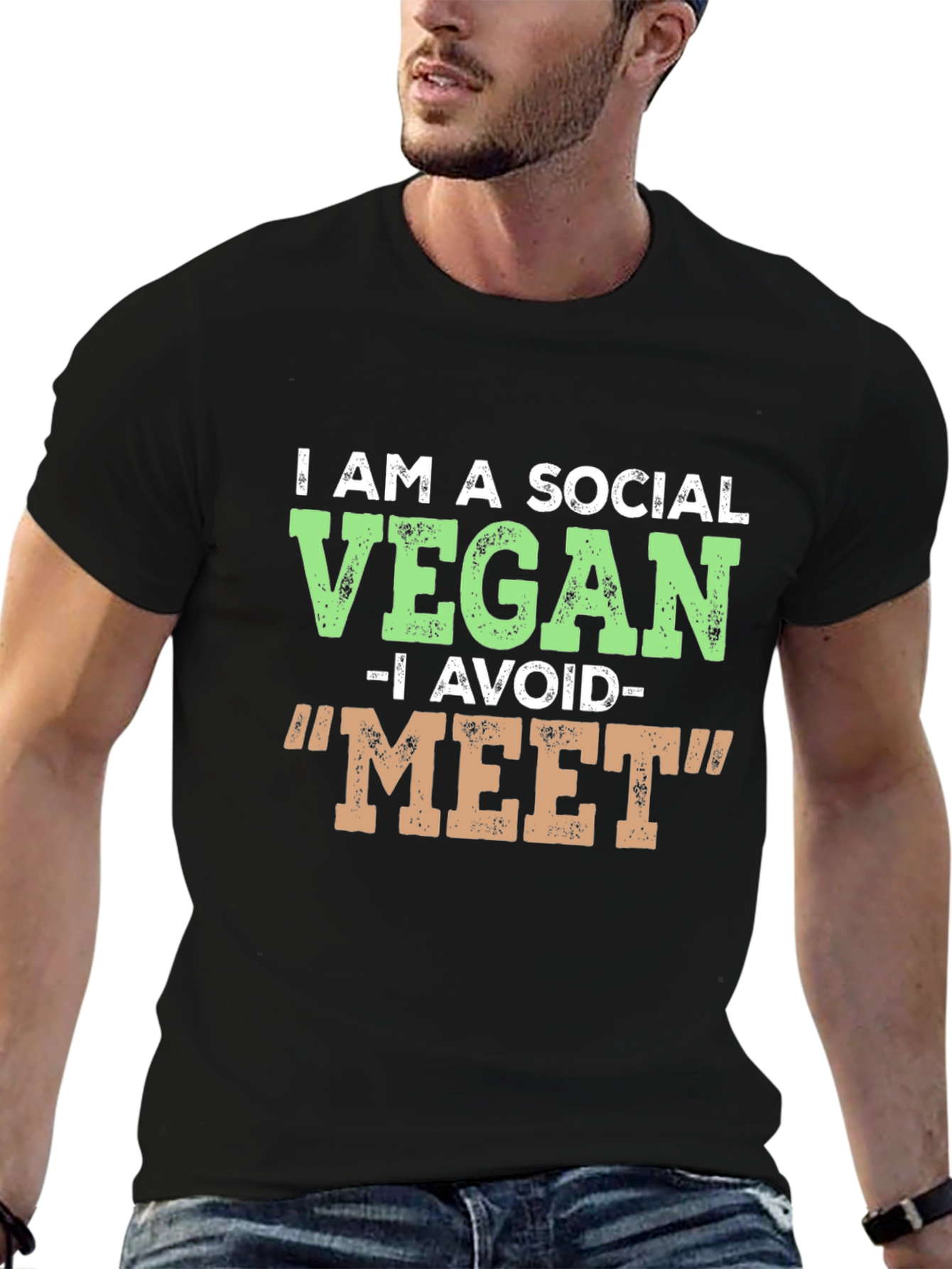 Social Vegan T-Shirt - Avoid Meat Funny Tee