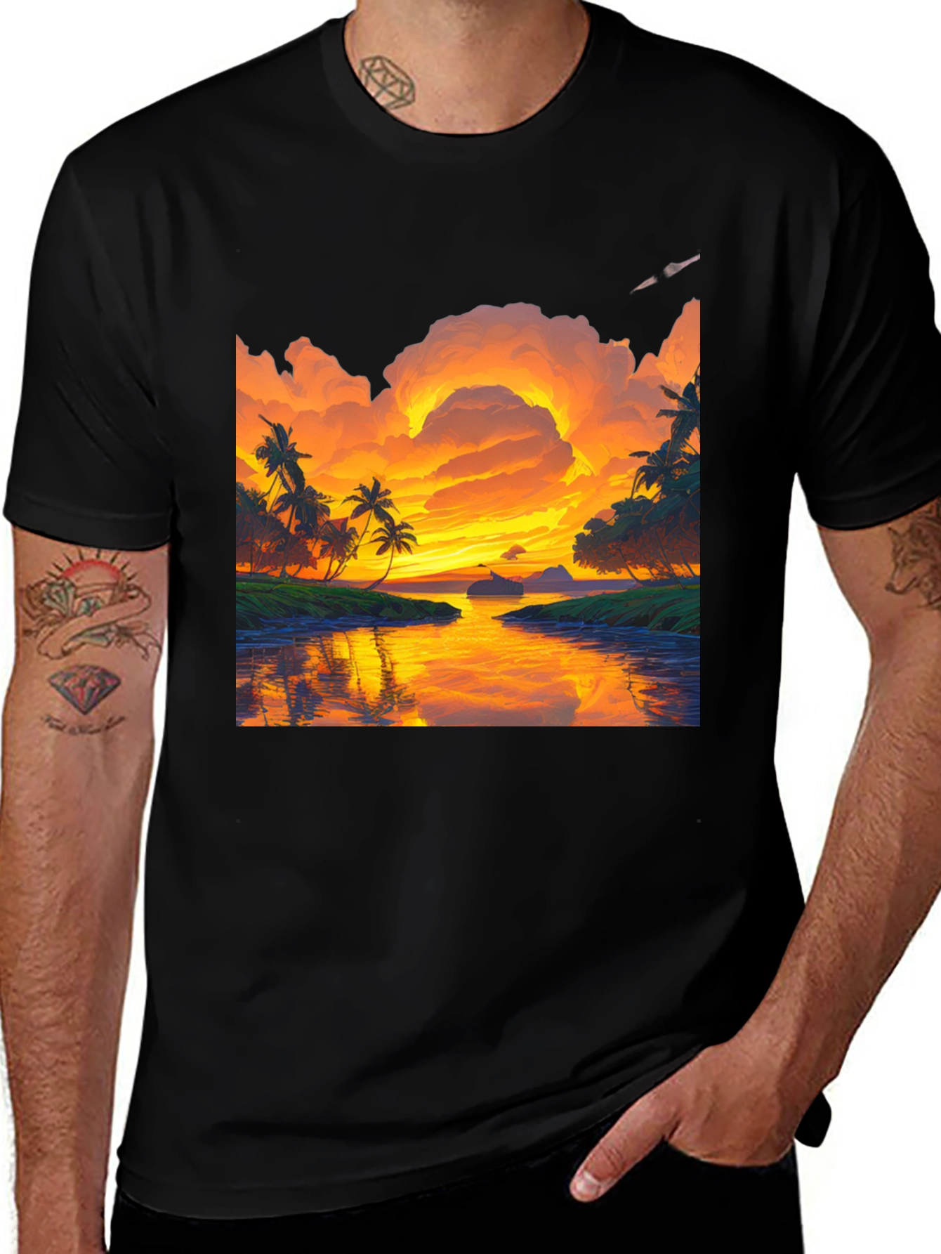 Sunset Paradise Graphic Tee - Tropical Island Vibes