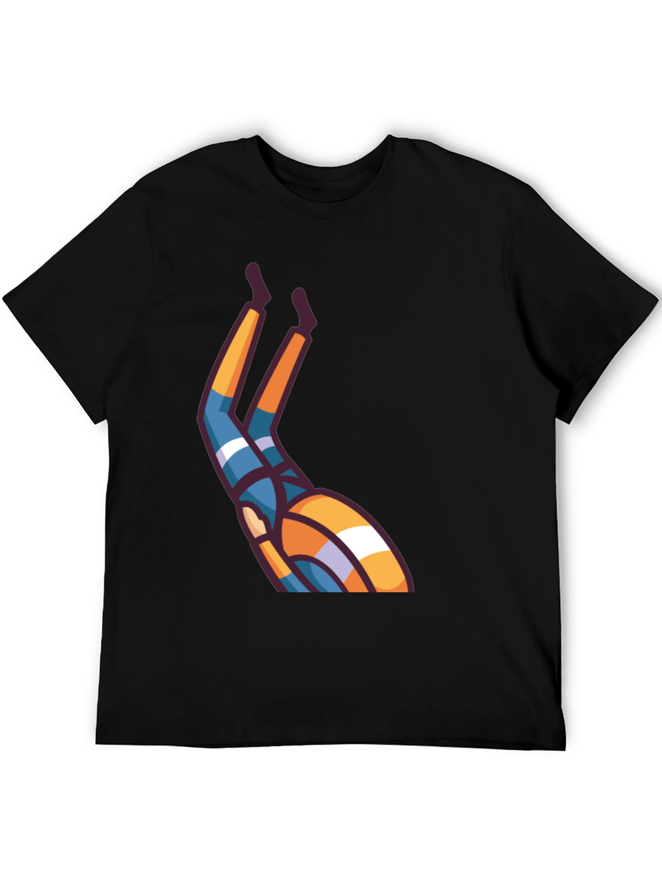 Upside Down Cartoon Character Black T-Shirt