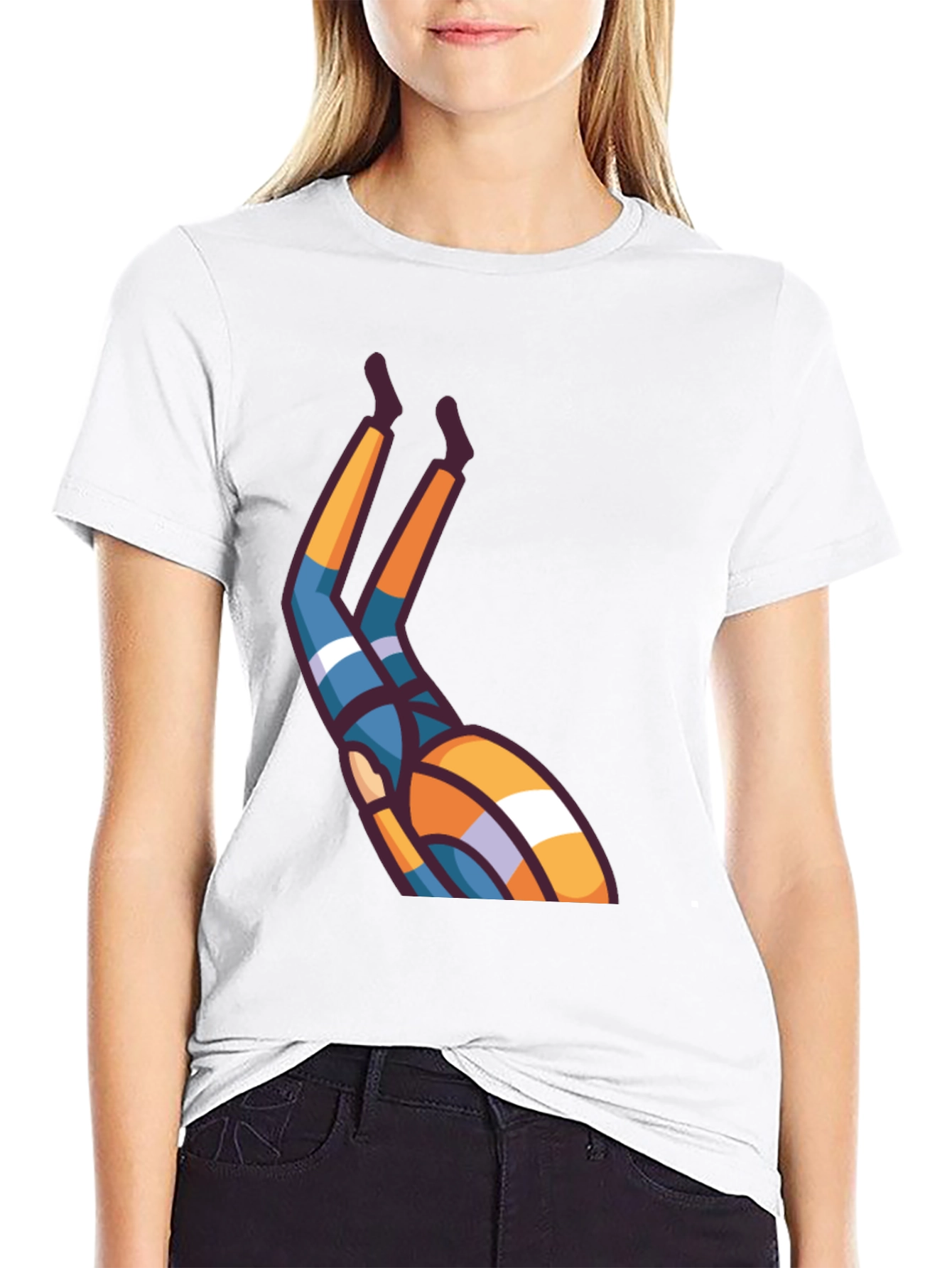 Upside Down Cartoon Character Black T-Shirt
