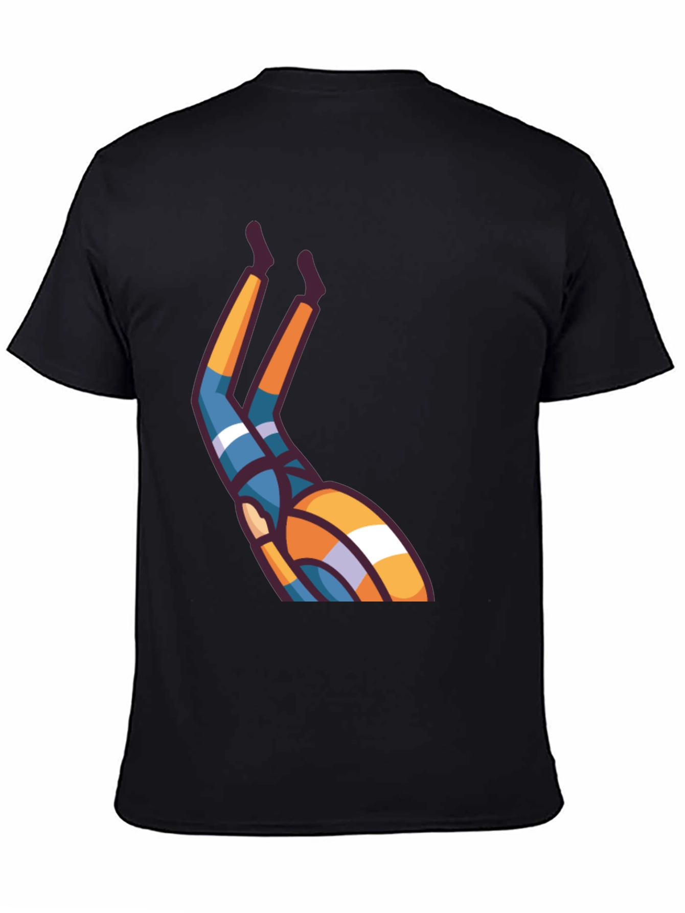 Upside Down Cartoon Character Black T-Shirt