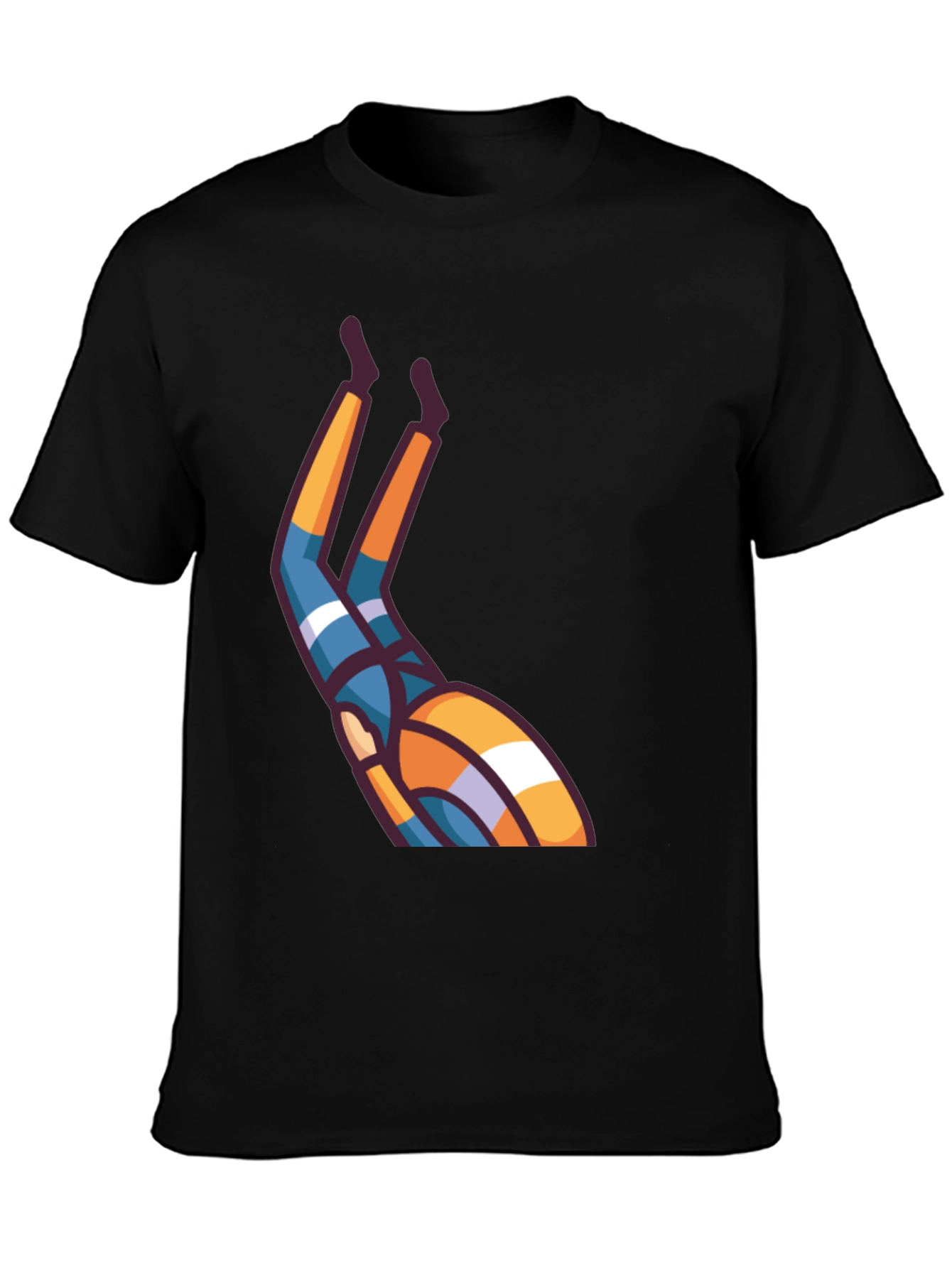 Upside Down Cartoon Character Black T-Shirt