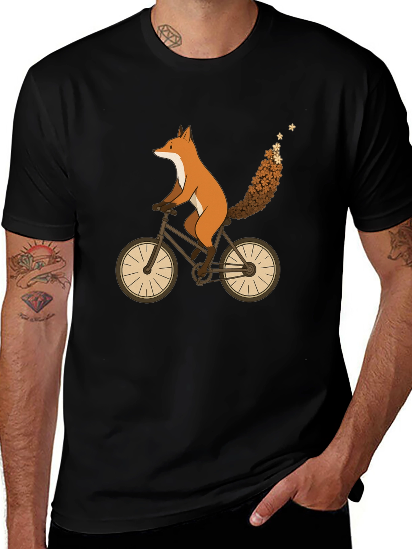 Fox on Bike Graphic Tee - Unique Animal Design