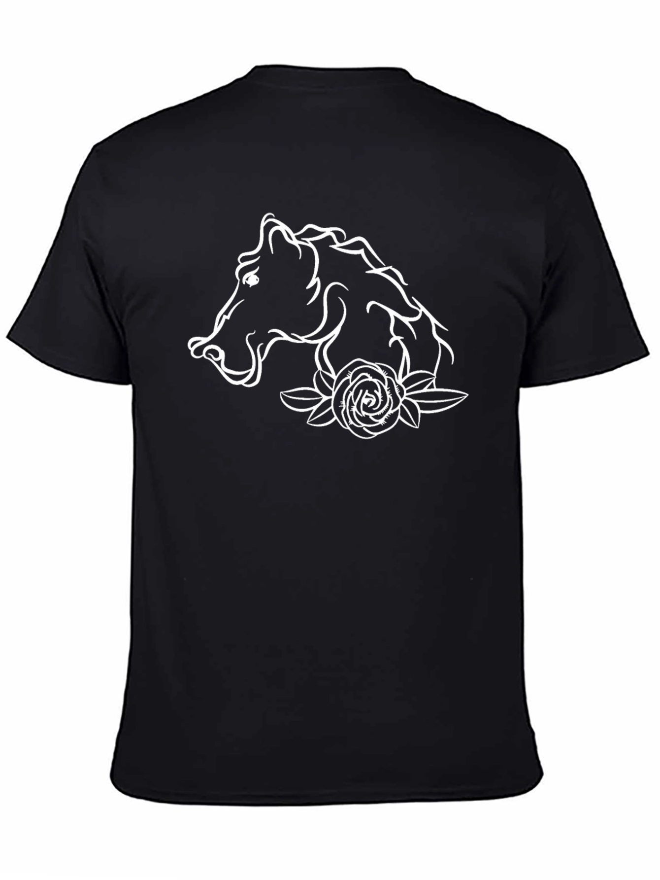 Horse & Rose Graphic Black Tee