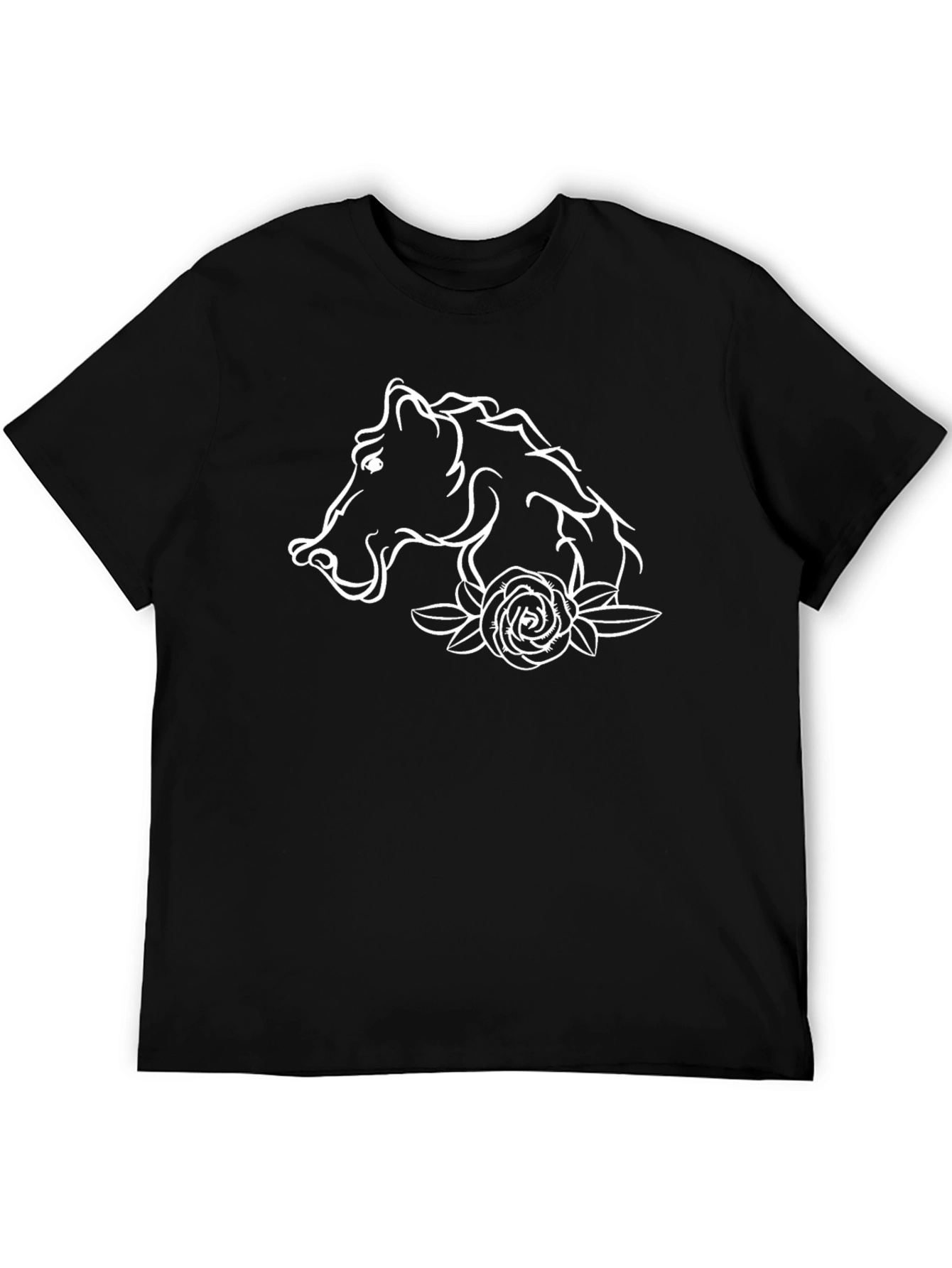 Horse & Rose Graphic Black Tee