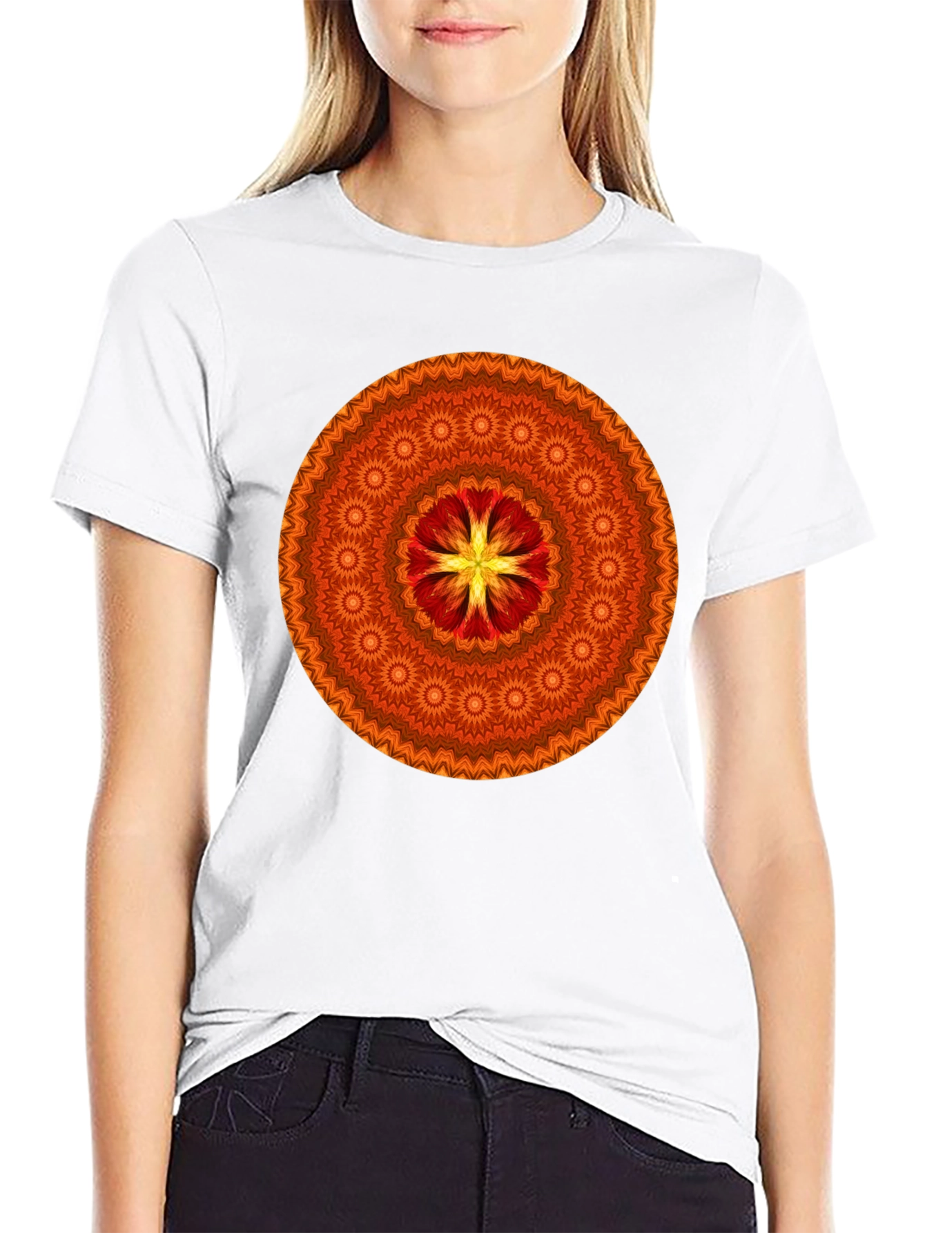 Orange Mandala Graphic T-Shirt - Stylish Casual Wear