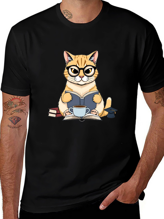 Cat Lover T-Shirt - Bookish Feline Design