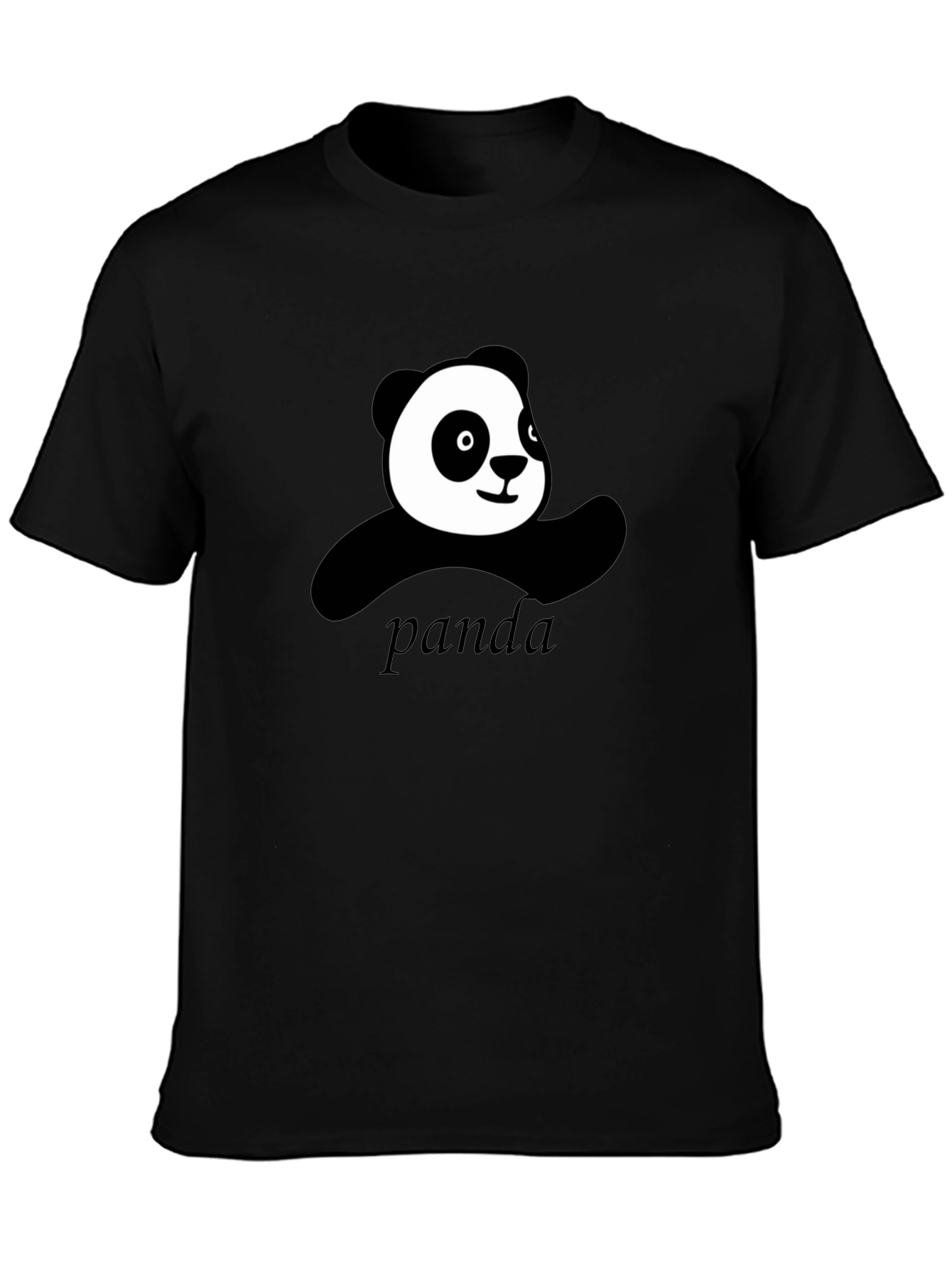 Cute Panda Graphic Black T-Shirt