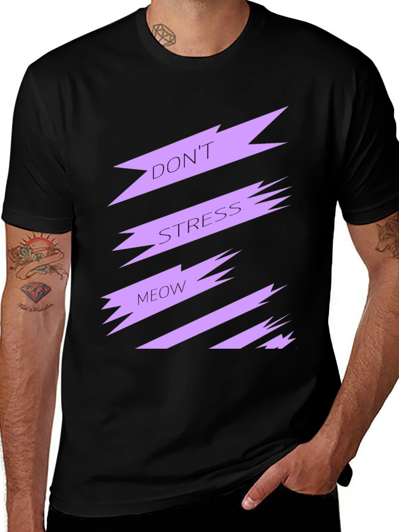 Dont Stress Meow Black Graphic Tee