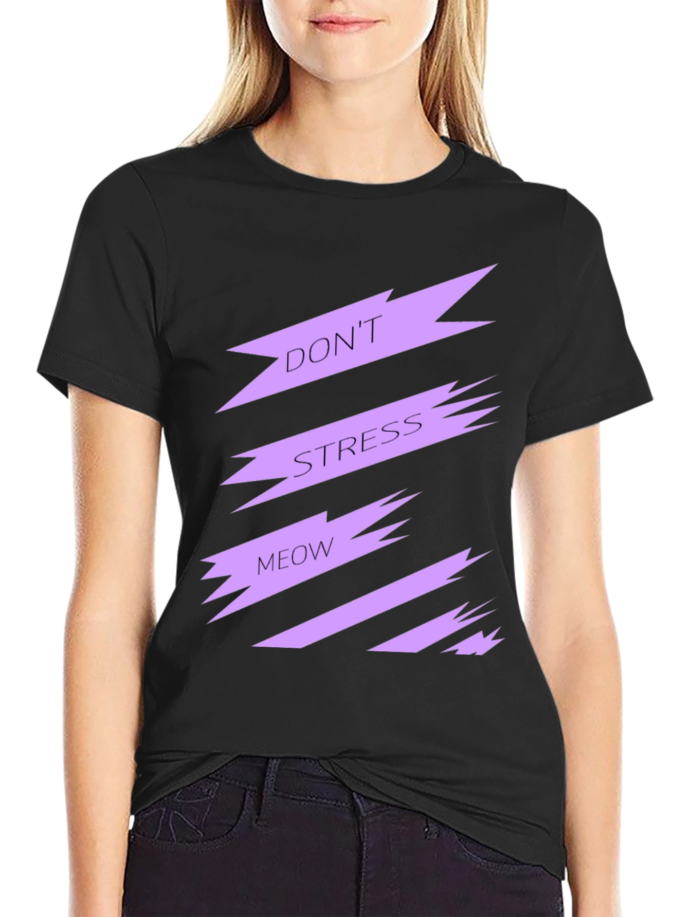 Dont Stress Meow Black Graphic Tee