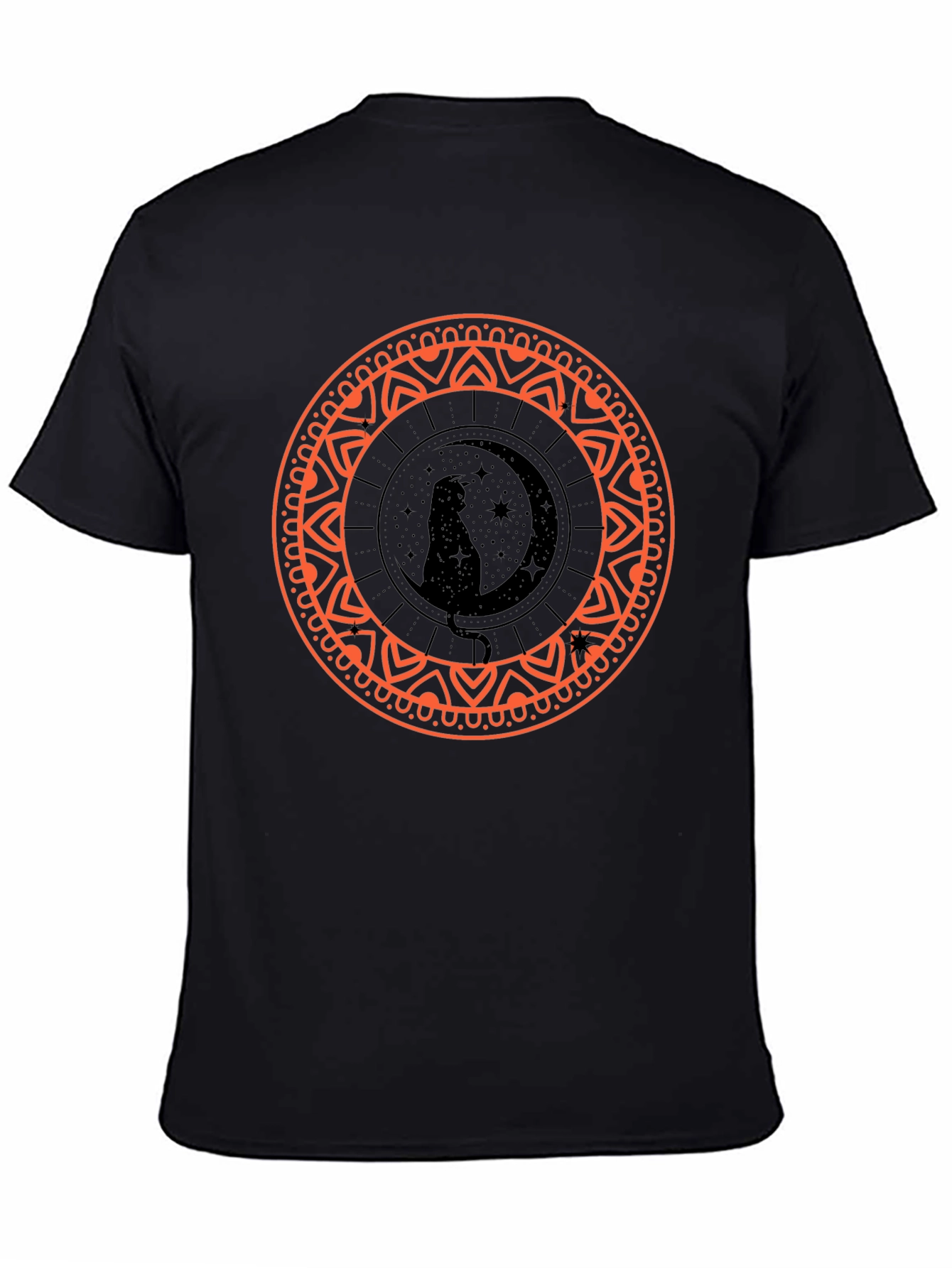 Black Cat Moon Mandala Graphic Tee