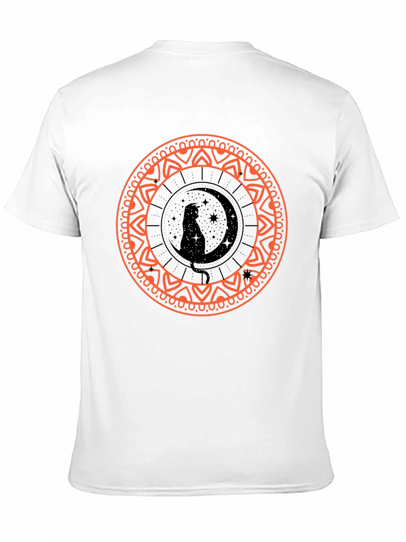 Black Cat Moon Mandala Graphic Tee